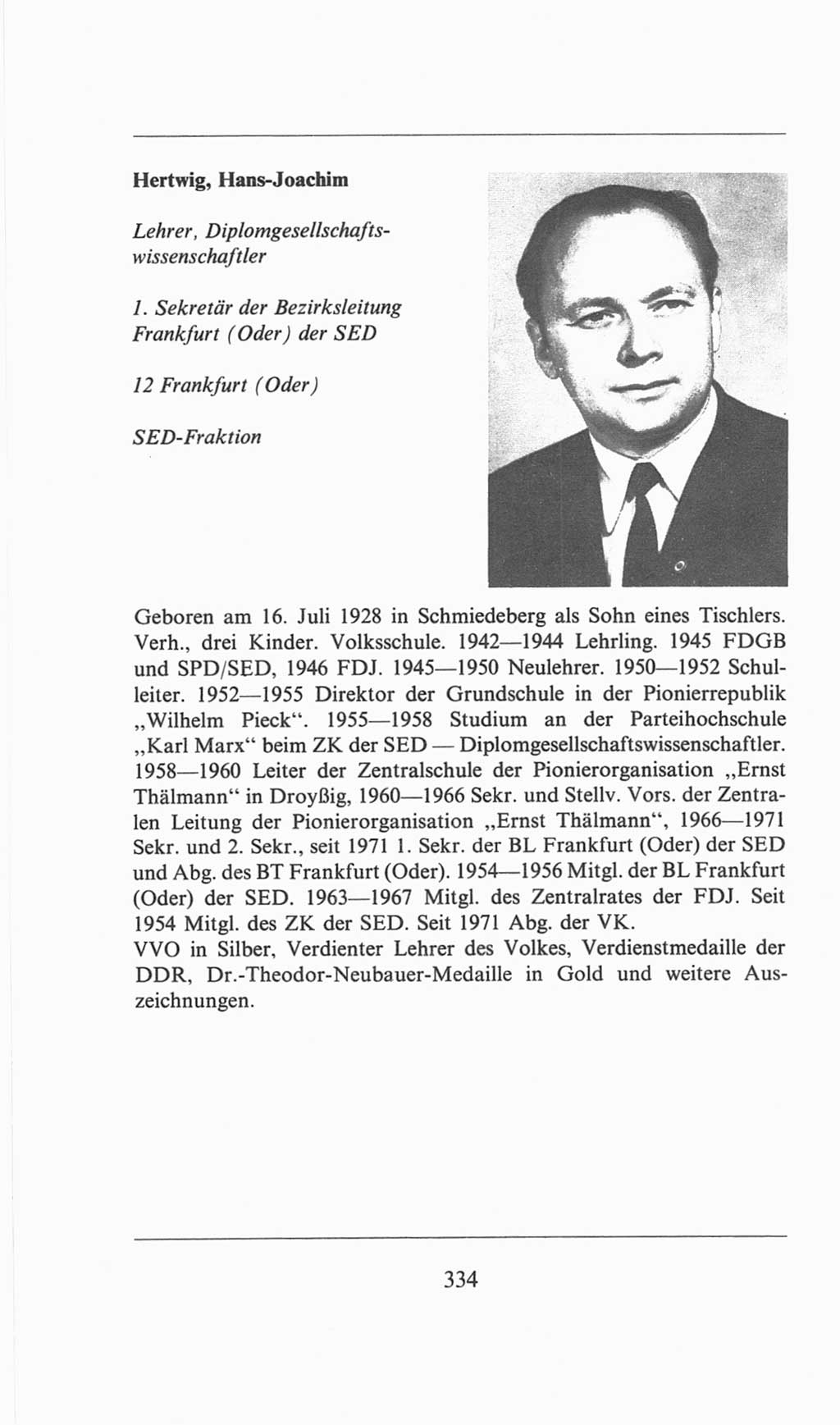 Volkskammer (VK) der Deutschen Demokratischen Republik (DDR), 6. Wahlperiode 1971-1976, Seite 334 (VK. DDR 6. WP. 1971-1976, S. 334)