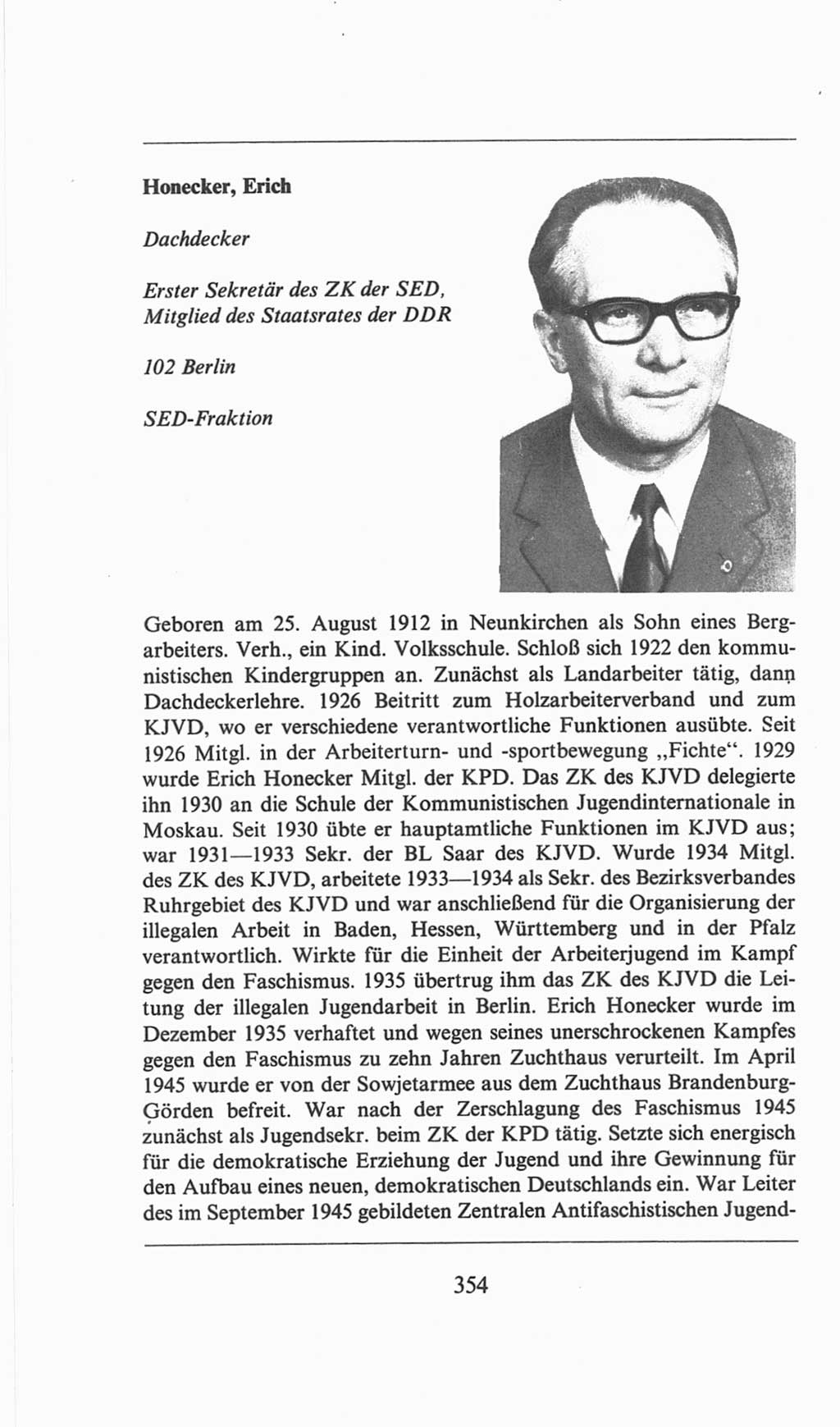 Volkskammer (VK) der Deutschen Demokratischen Republik (DDR), 6. Wahlperiode 1971-1976, Seite 354 (VK. DDR 6. WP. 1971-1976, S. 354)