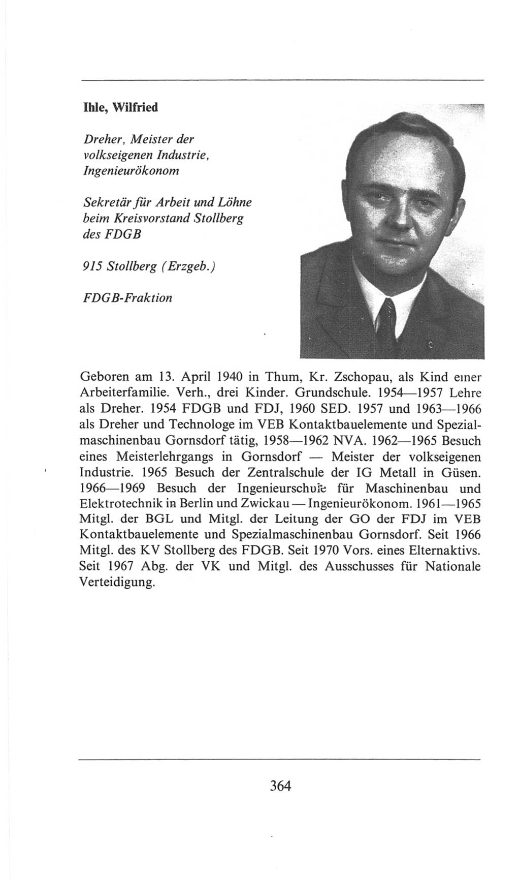 Volkskammer (VK) der Deutschen Demokratischen Republik (DDR), 6. Wahlperiode 1971-1976, Seite 364 (VK. DDR 6. WP. 1971-1976, S. 364)