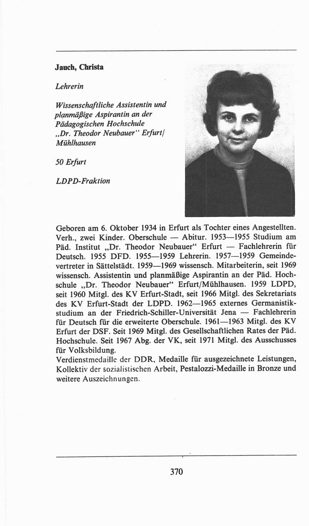 Volkskammer (VK) der Deutschen Demokratischen Republik (DDR), 6. Wahlperiode 1971-1976, Seite 370 (VK. DDR 6. WP. 1971-1976, S. 370)