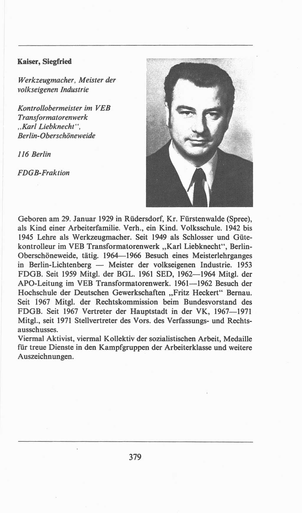 Volkskammer (VK) der Deutschen Demokratischen Republik (DDR), 6. Wahlperiode 1971-1976, Seite 379 (VK. DDR 6. WP. 1971-1976, S. 379)