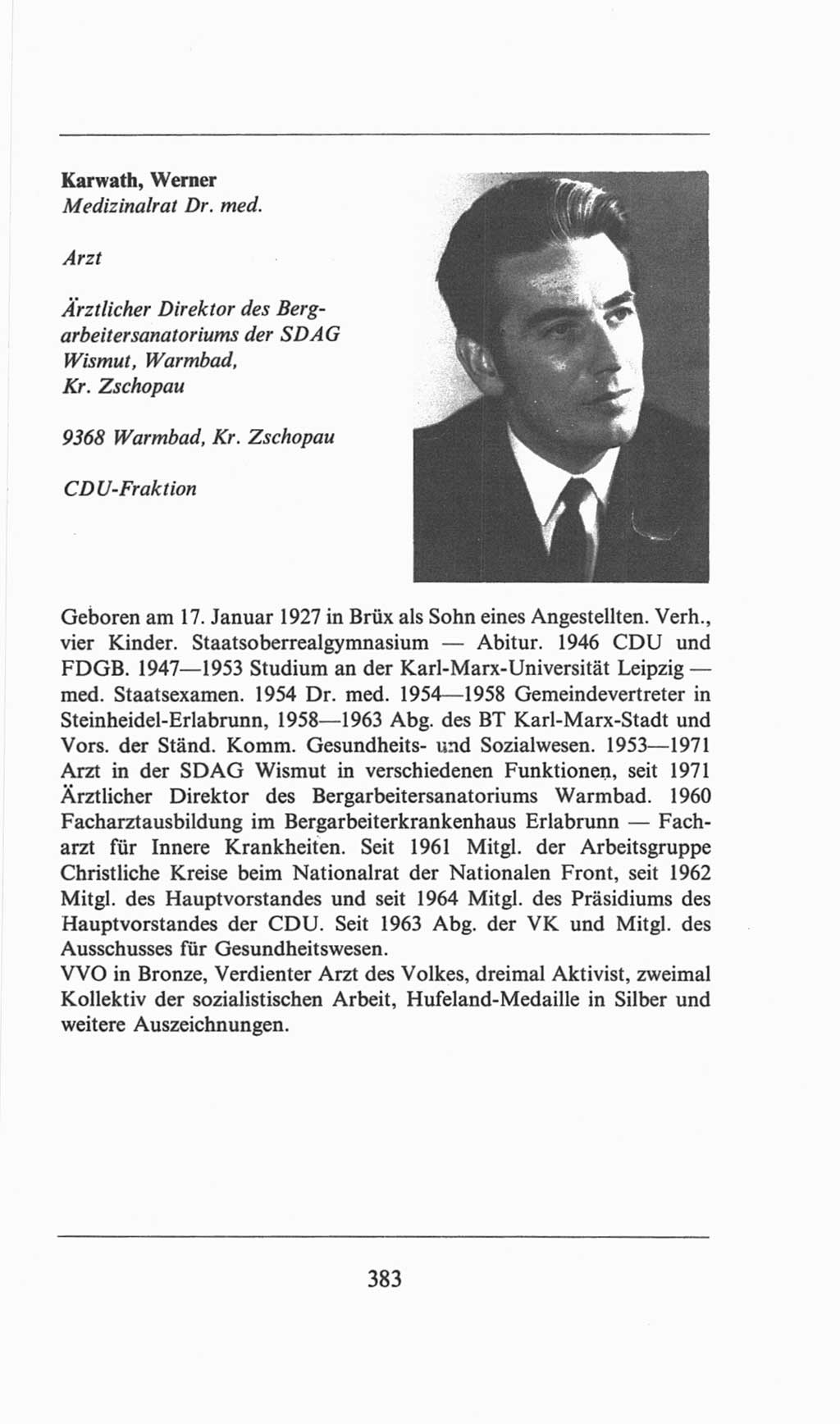 Volkskammer (VK) der Deutschen Demokratischen Republik (DDR), 6. Wahlperiode 1971-1976, Seite 383 (VK. DDR 6. WP. 1971-1976, S. 383)