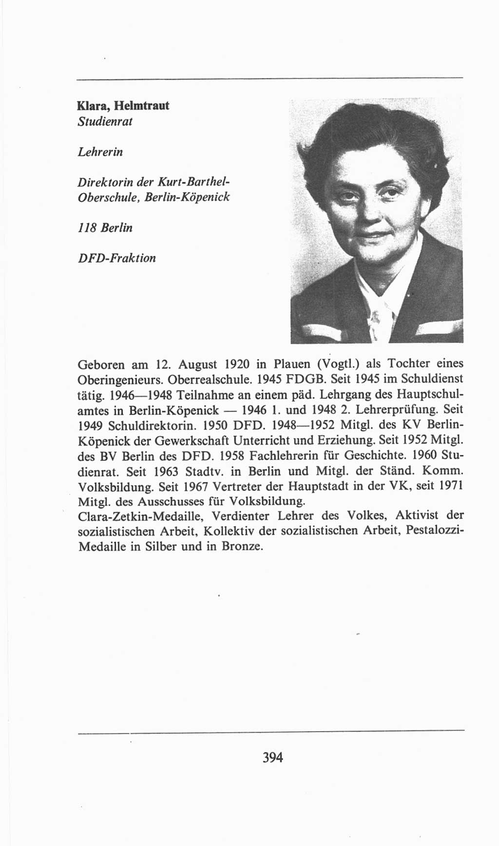 Volkskammer (VK) der Deutschen Demokratischen Republik (DDR), 6. Wahlperiode 1971-1976, Seite 394 (VK. DDR 6. WP. 1971-1976, S. 394)