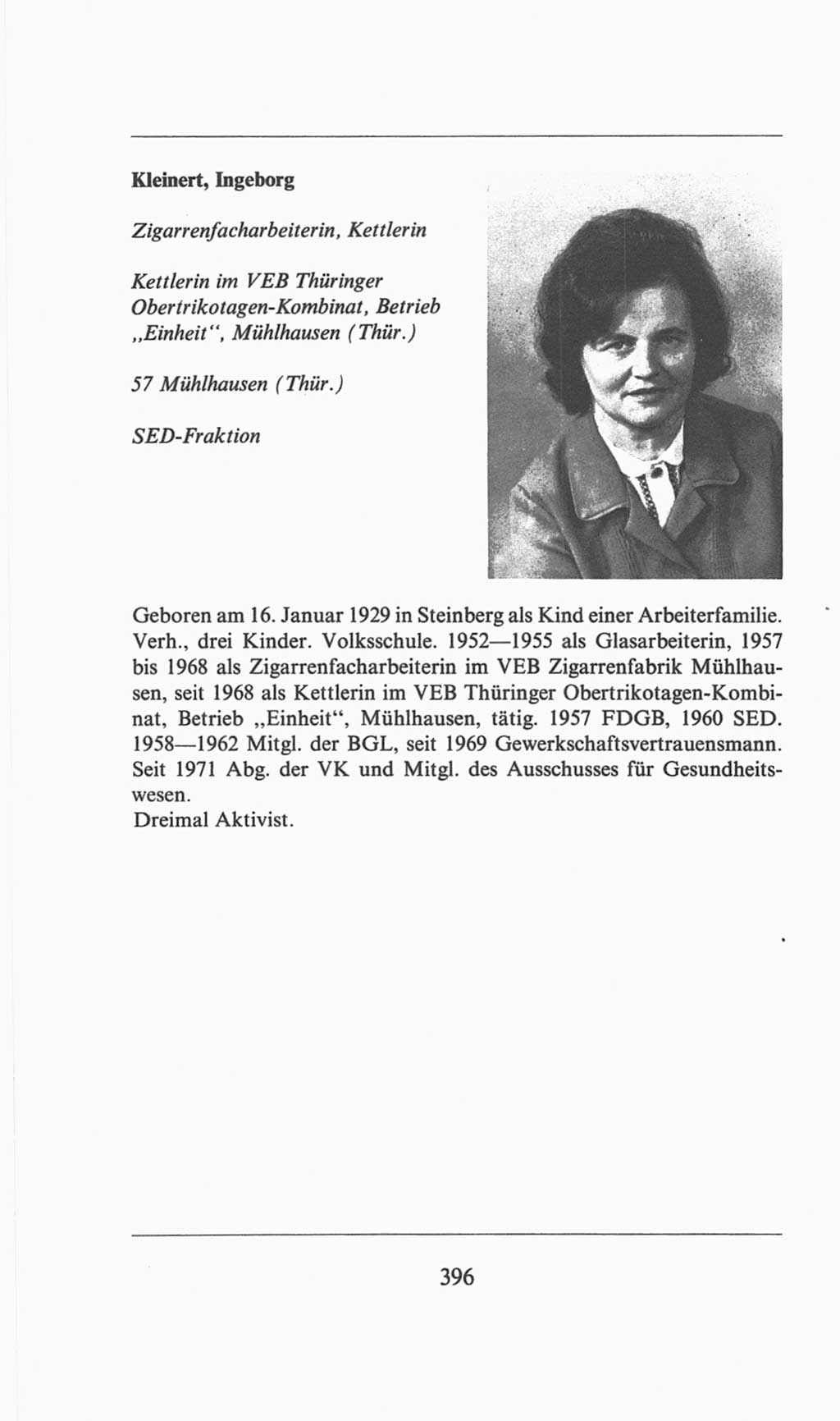 Volkskammer (VK) der Deutschen Demokratischen Republik (DDR), 6. Wahlperiode 1971-1976, Seite 396 (VK. DDR 6. WP. 1971-1976, S. 396)