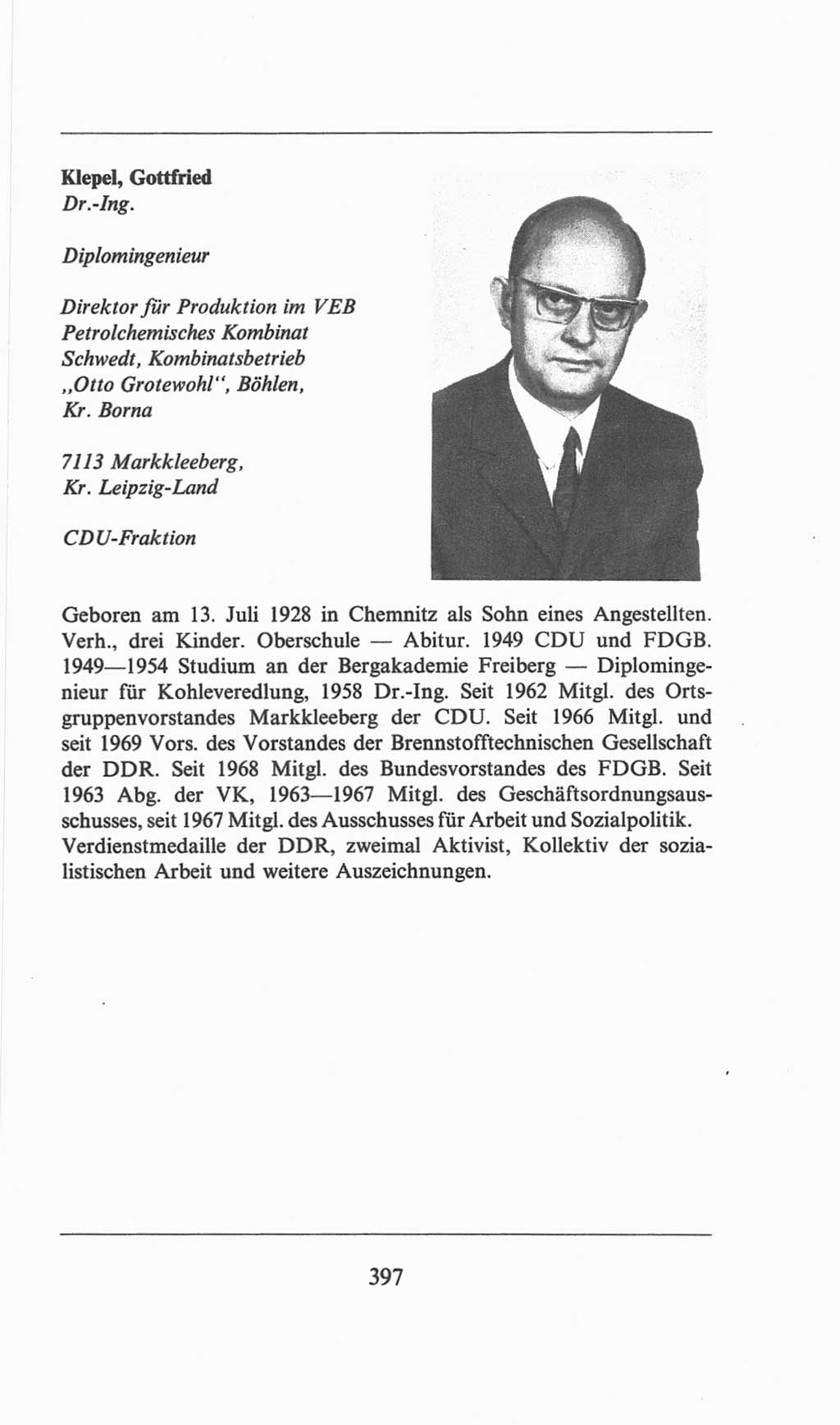 Volkskammer (VK) der Deutschen Demokratischen Republik (DDR), 6. Wahlperiode 1971-1976, Seite 397 (VK. DDR 6. WP. 1971-1976, S. 397)