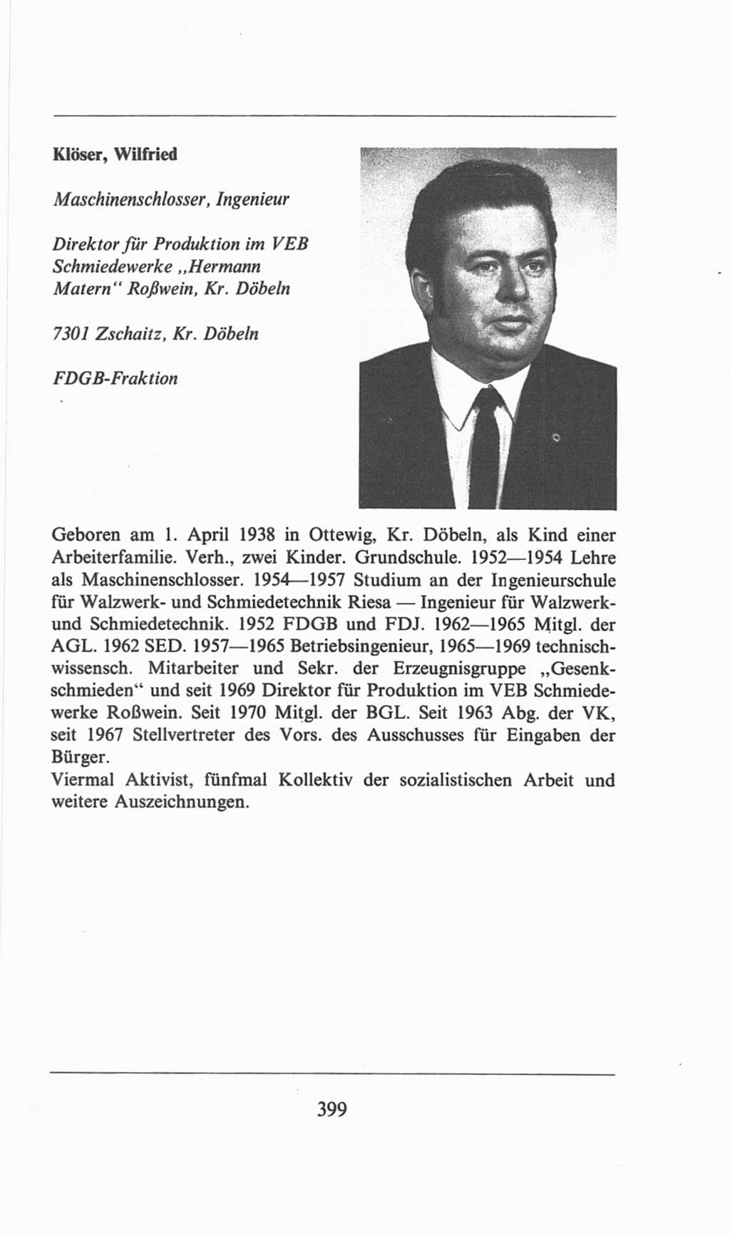 Volkskammer (VK) der Deutschen Demokratischen Republik (DDR), 6. Wahlperiode 1971-1976, Seite 399 (VK. DDR 6. WP. 1971-1976, S. 399)