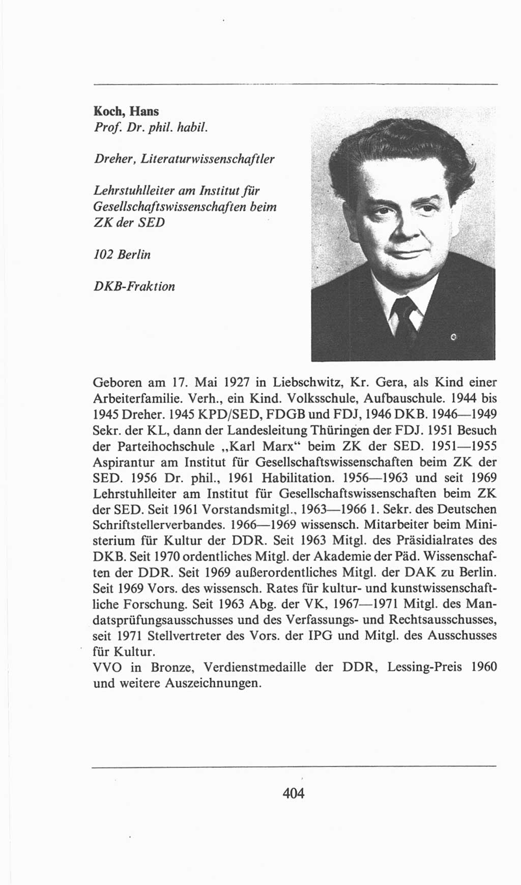 Volkskammer (VK) der Deutschen Demokratischen Republik (DDR), 6. Wahlperiode 1971-1976, Seite 404 (VK. DDR 6. WP. 1971-1976, S. 404)