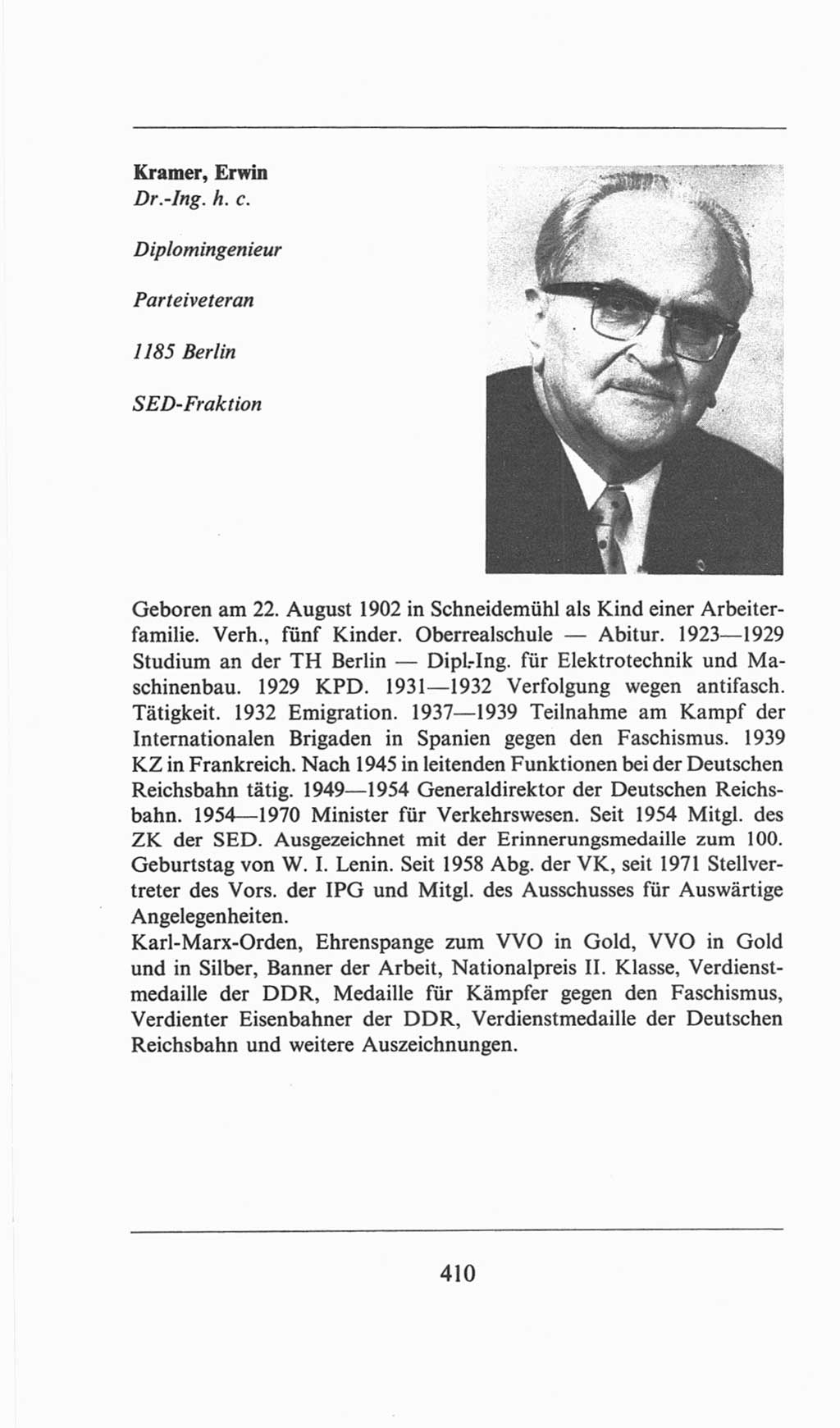 Volkskammer (VK) der Deutschen Demokratischen Republik (DDR), 6. Wahlperiode 1971-1976, Seite 410 (VK. DDR 6. WP. 1971-1976, S. 410)