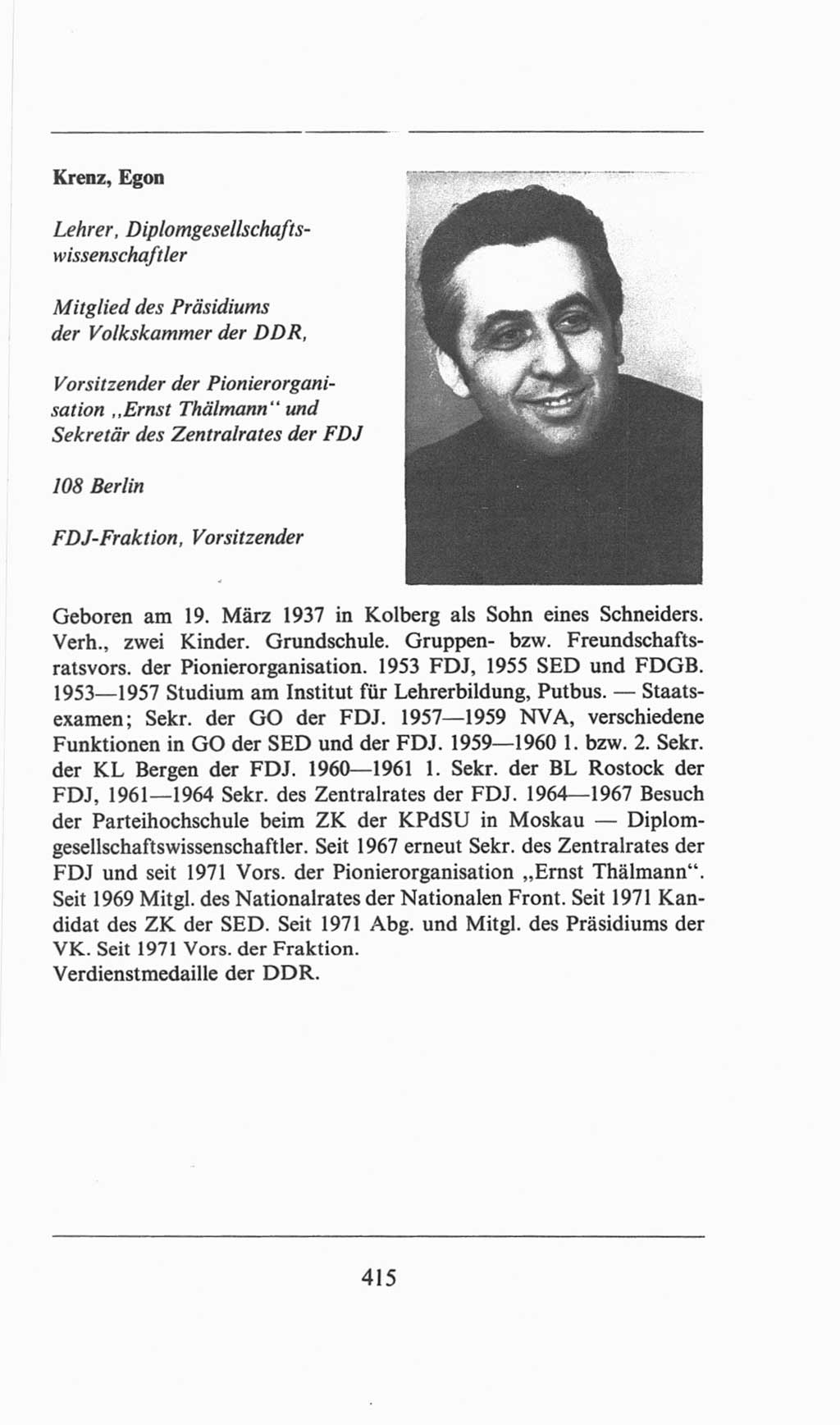 Volkskammer (VK) der Deutschen Demokratischen Republik (DDR), 6. Wahlperiode 1971-1976, Seite 415 (VK. DDR 6. WP. 1971-1976, S. 415)