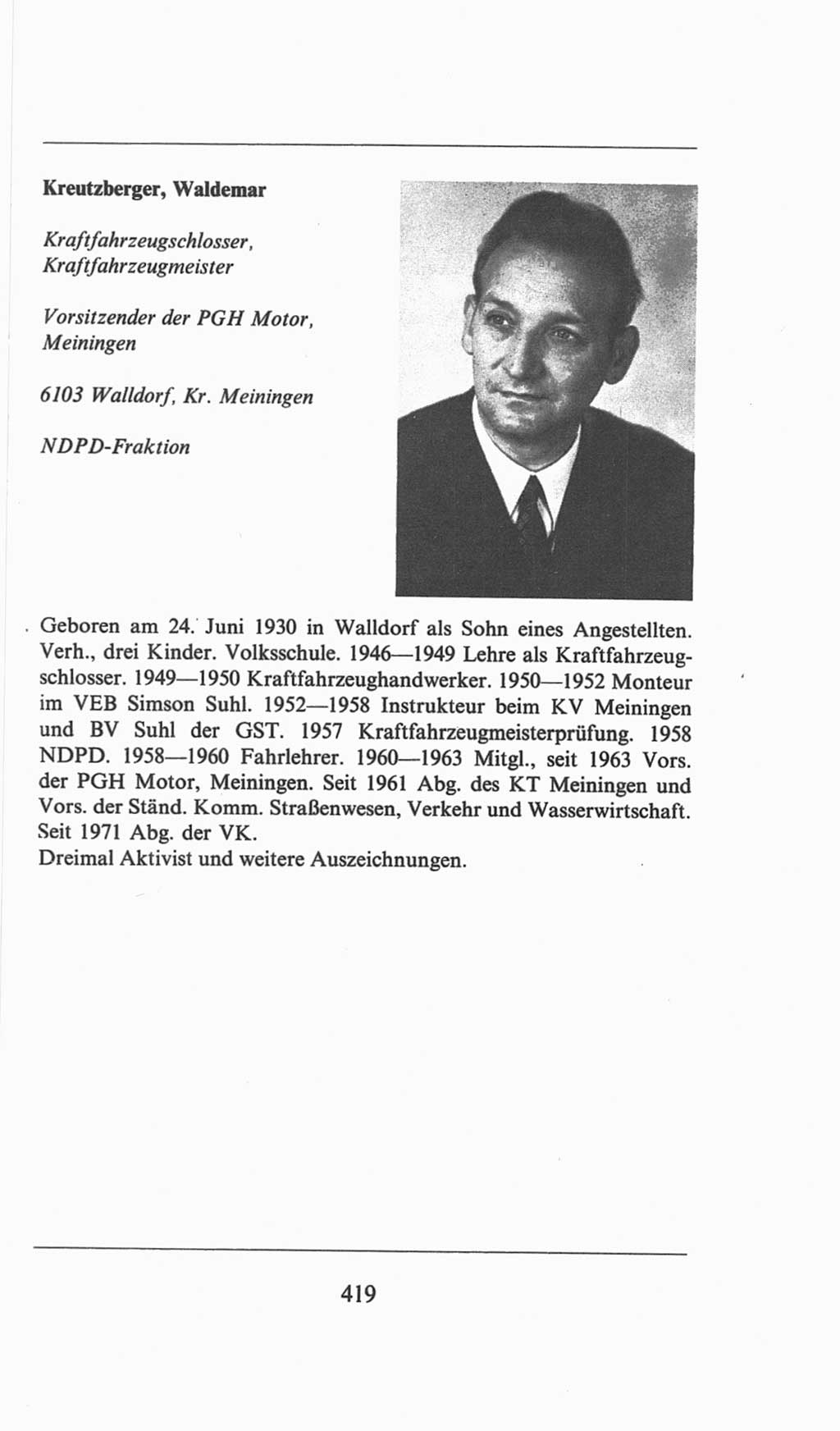 Volkskammer (VK) der Deutschen Demokratischen Republik (DDR), 6. Wahlperiode 1971-1976, Seite 419 (VK. DDR 6. WP. 1971-1976, S. 419)