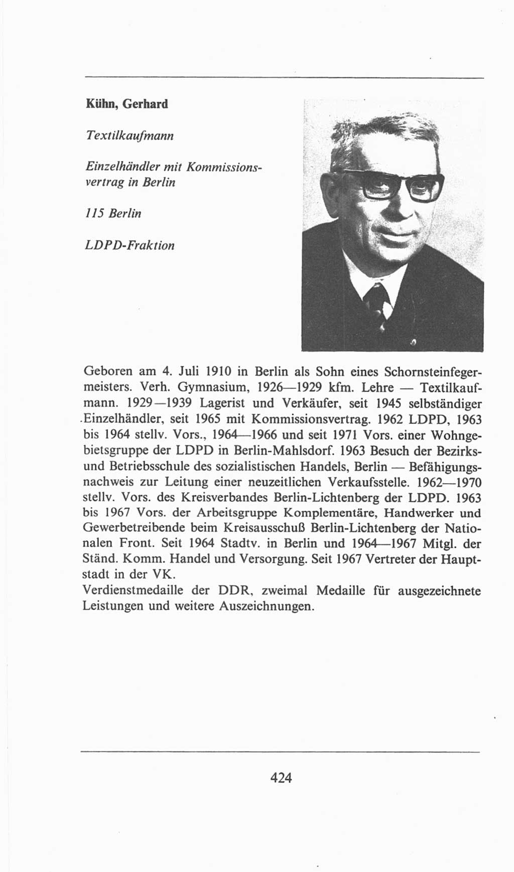 Volkskammer (VK) der Deutschen Demokratischen Republik (DDR), 6. Wahlperiode 1971-1976, Seite 424 (VK. DDR 6. WP. 1971-1976, S. 424)