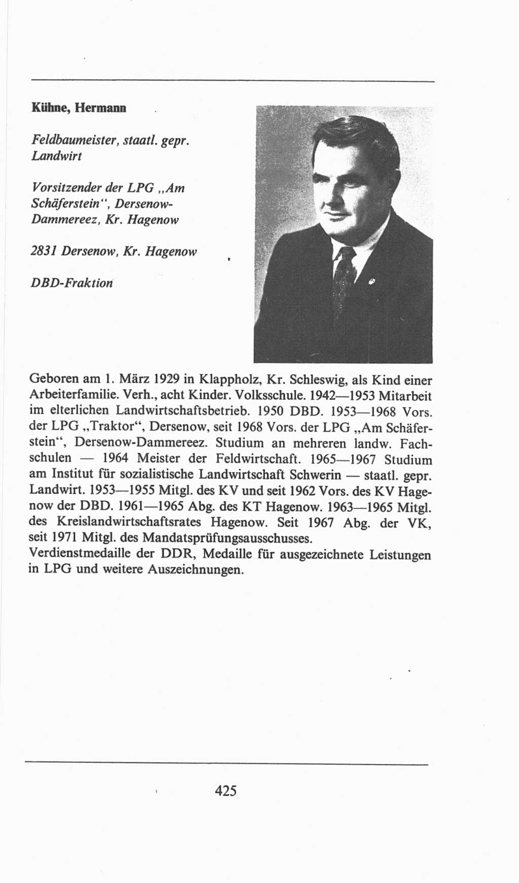 Volkskammer (VK) der Deutschen Demokratischen Republik (DDR), 6. Wahlperiode 1971-1976, Seite 425 (VK. DDR 6. WP. 1971-1976, S. 425)