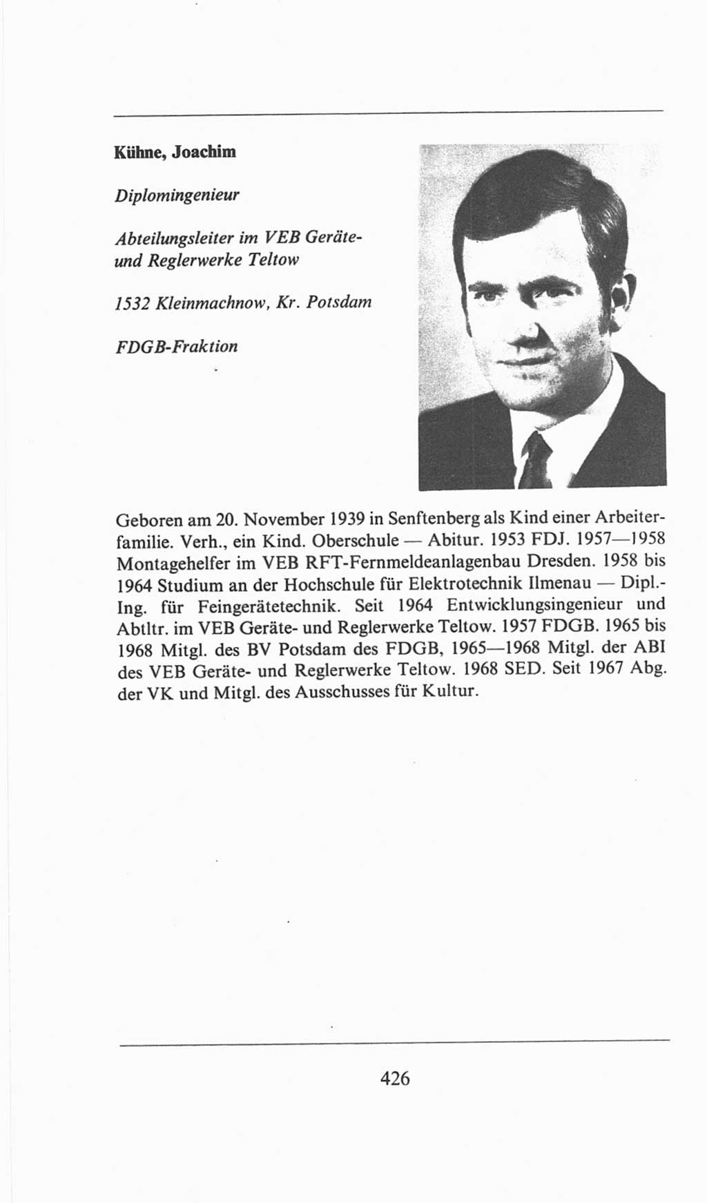 Volkskammer (VK) der Deutschen Demokratischen Republik (DDR), 6. Wahlperiode 1971-1976, Seite 426 (VK. DDR 6. WP. 1971-1976, S. 426)