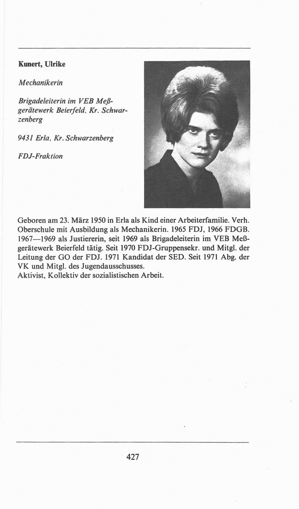 Volkskammer (VK) der Deutschen Demokratischen Republik (DDR), 6. Wahlperiode 1971-1976, Seite 427 (VK. DDR 6. WP. 1971-1976, S. 427)