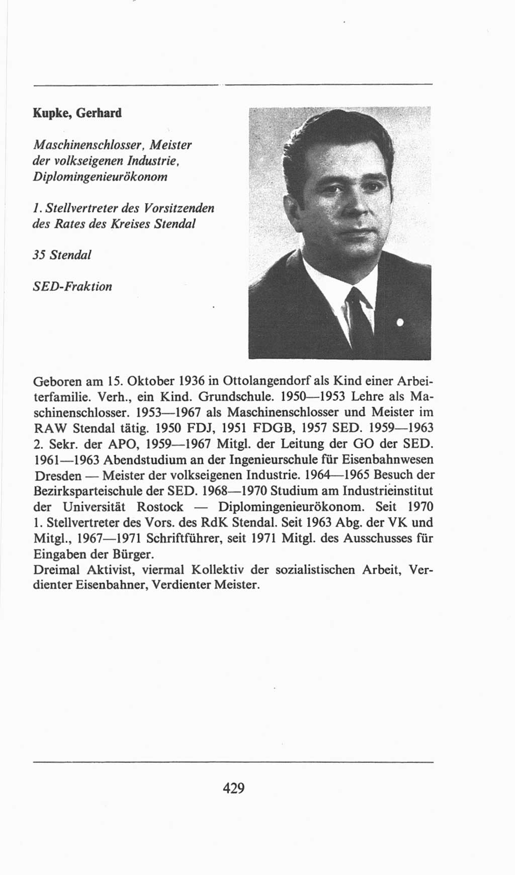 Volkskammer (VK) der Deutschen Demokratischen Republik (DDR), 6. Wahlperiode 1971-1976, Seite 429 (VK. DDR 6. WP. 1971-1976, S. 429)