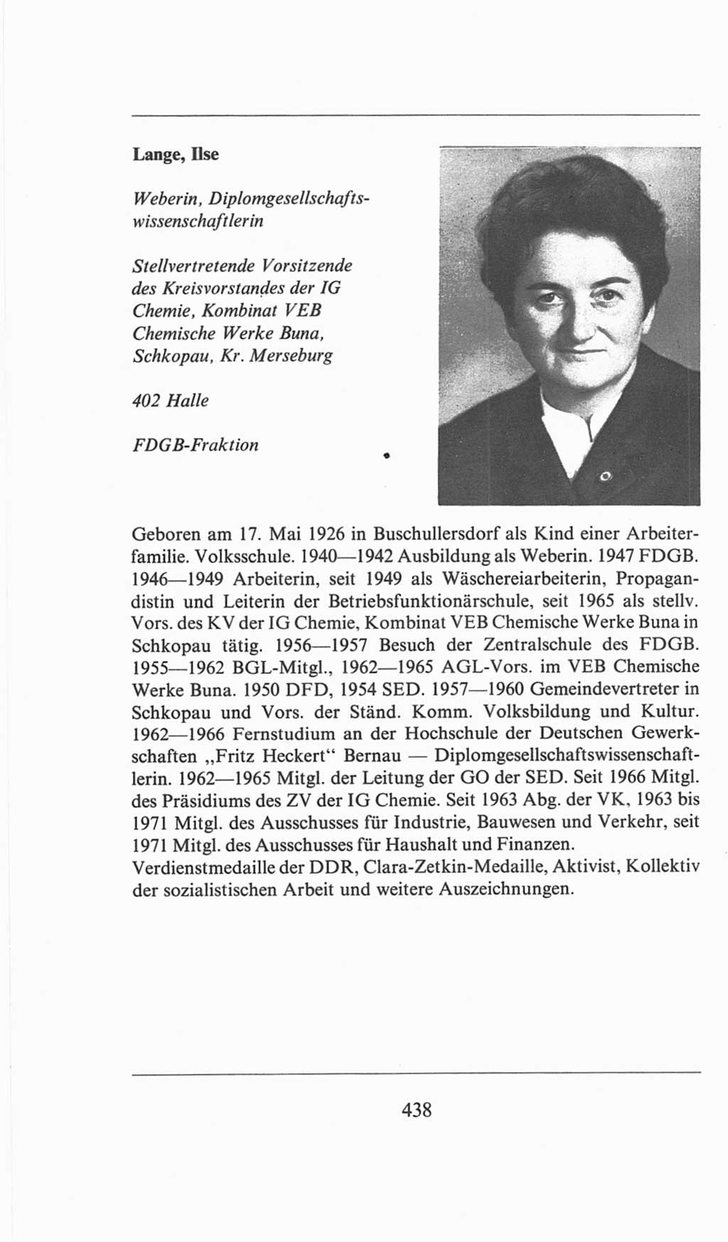 Volkskammer (VK) der Deutschen Demokratischen Republik (DDR), 6. Wahlperiode 1971-1976, Seite 438 (VK. DDR 6. WP. 1971-1976, S. 438)