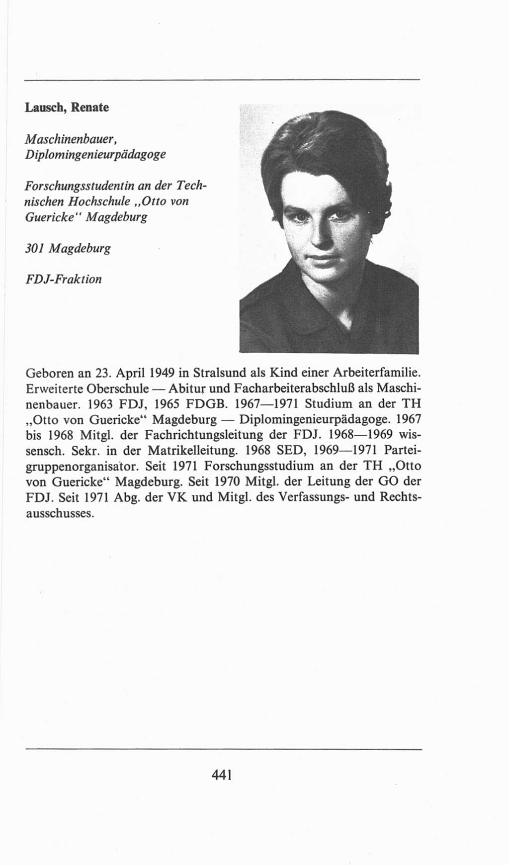 Volkskammer (VK) der Deutschen Demokratischen Republik (DDR), 6. Wahlperiode 1971-1976, Seite 441 (VK. DDR 6. WP. 1971-1976, S. 441)