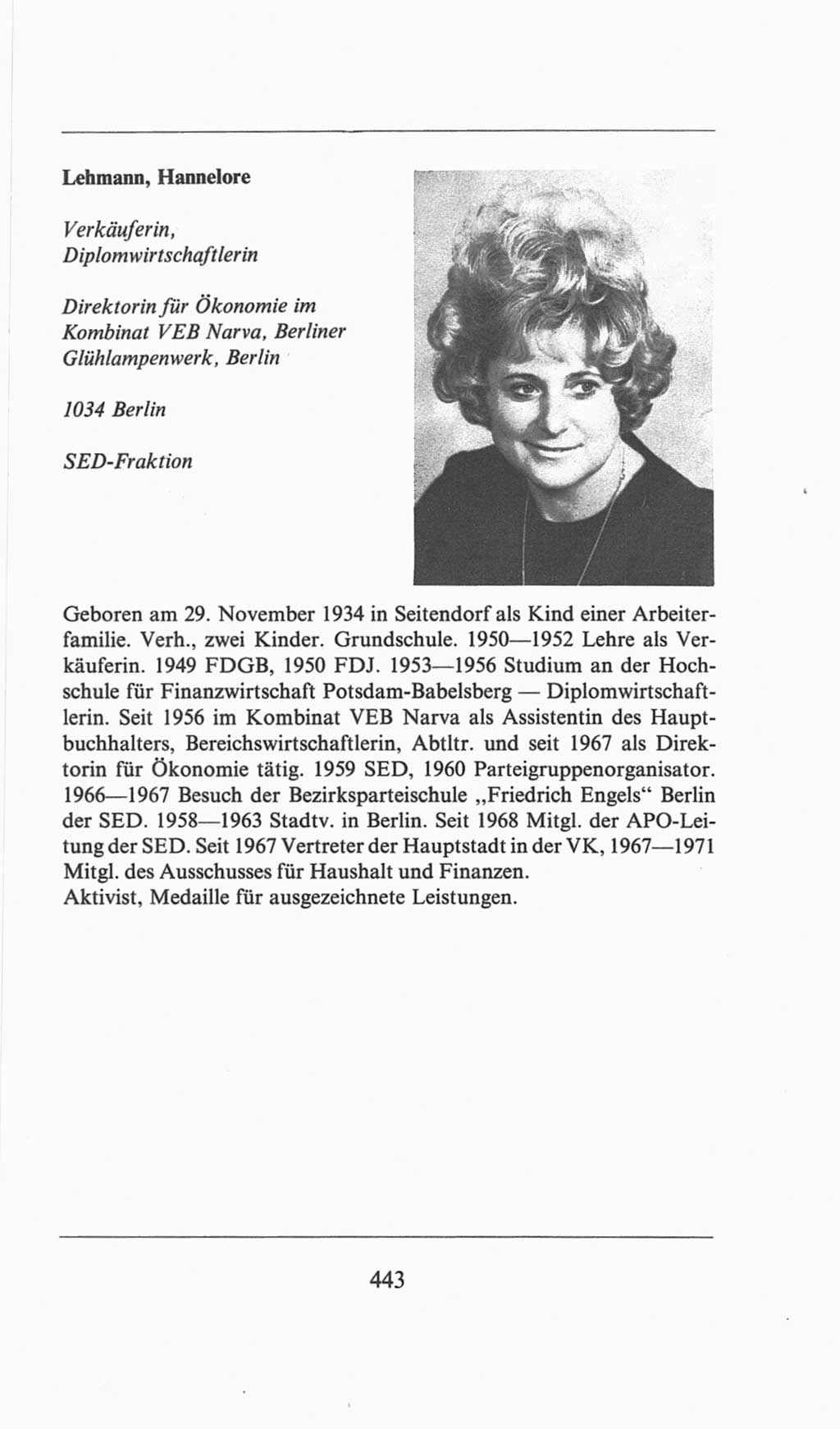 Volkskammer (VK) der Deutschen Demokratischen Republik (DDR), 6. Wahlperiode 1971-1976, Seite 443 (VK. DDR 6. WP. 1971-1976, S. 443)