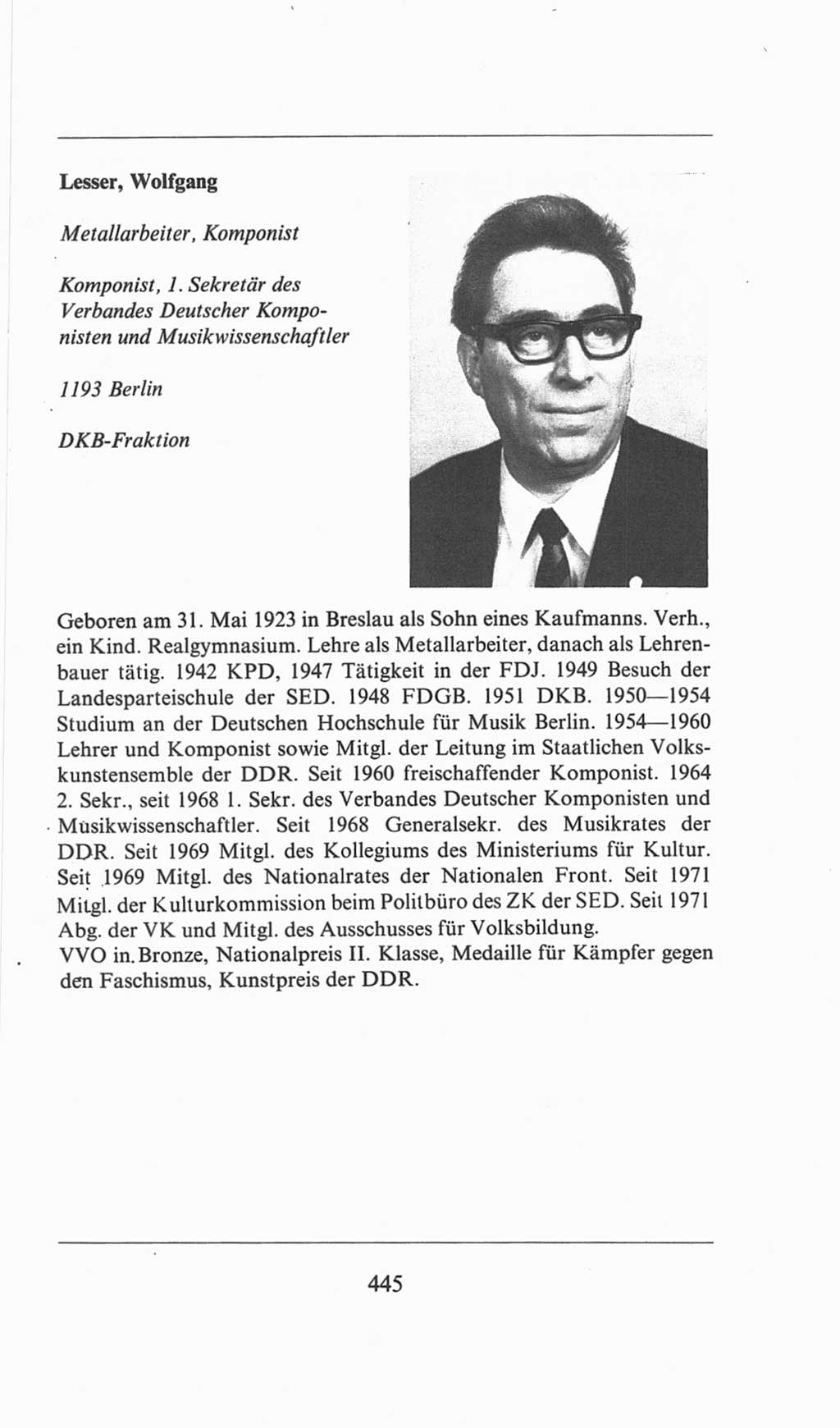 Volkskammer (VK) der Deutschen Demokratischen Republik (DDR), 6. Wahlperiode 1971-1976, Seite 445 (VK. DDR 6. WP. 1971-1976, S. 445)