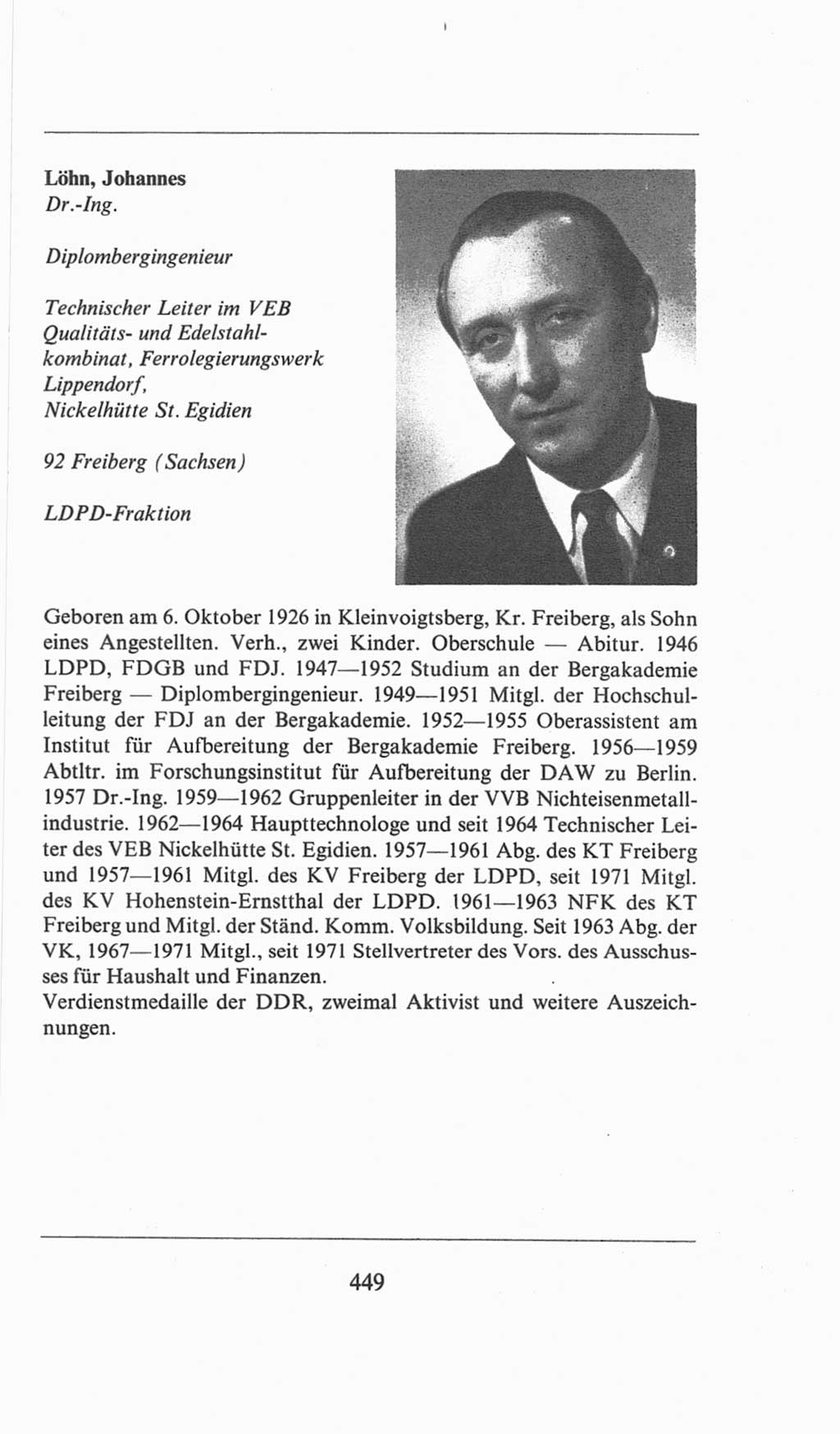 Volkskammer (VK) der Deutschen Demokratischen Republik (DDR), 6. Wahlperiode 1971-1976, Seite 449 (VK. DDR 6. WP. 1971-1976, S. 449)
