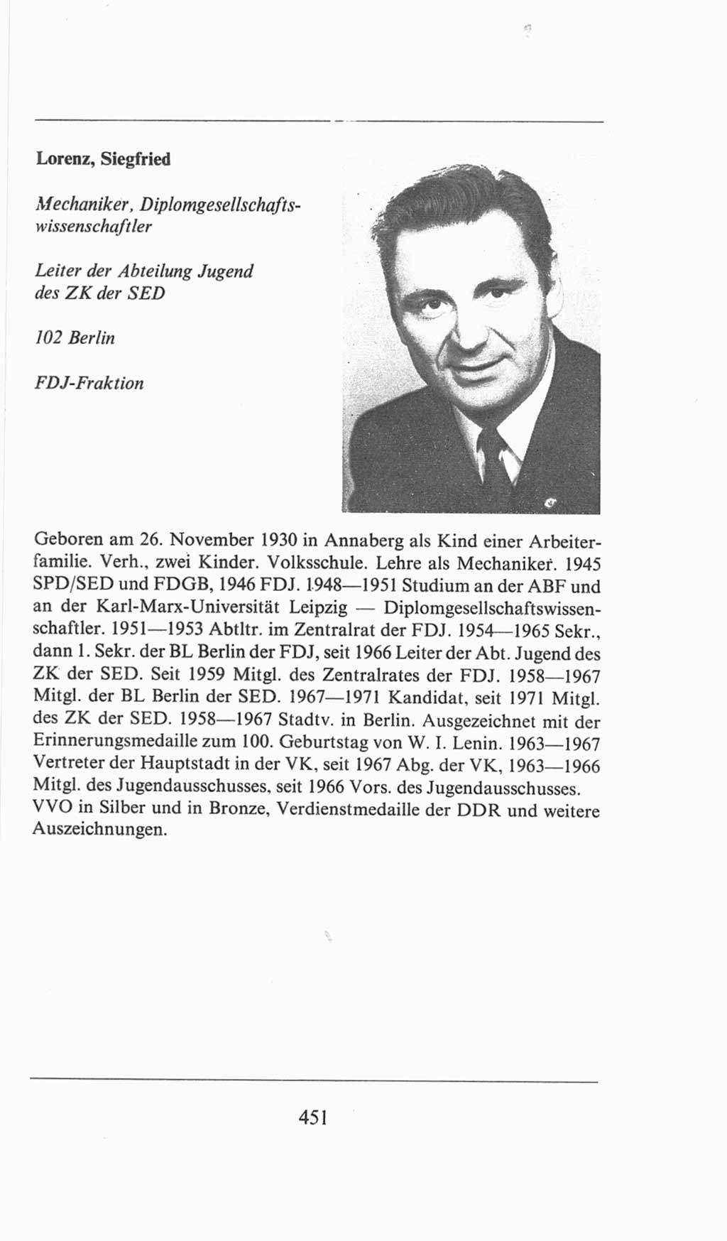Volkskammer (VK) der Deutschen Demokratischen Republik (DDR), 6. Wahlperiode 1971-1976, Seite 451 (VK. DDR 6. WP. 1971-1976, S. 451)