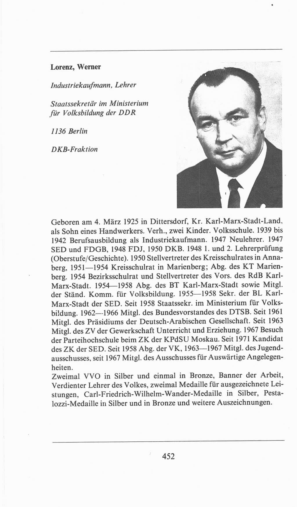 Volkskammer (VK) der Deutschen Demokratischen Republik (DDR), 6. Wahlperiode 1971-1976, Seite 452 (VK. DDR 6. WP. 1971-1976, S. 452)
