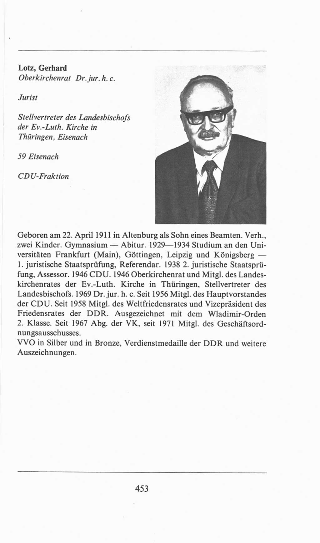 Volkskammer (VK) der Deutschen Demokratischen Republik (DDR), 6. Wahlperiode 1971-1976, Seite 453 (VK. DDR 6. WP. 1971-1976, S. 453)