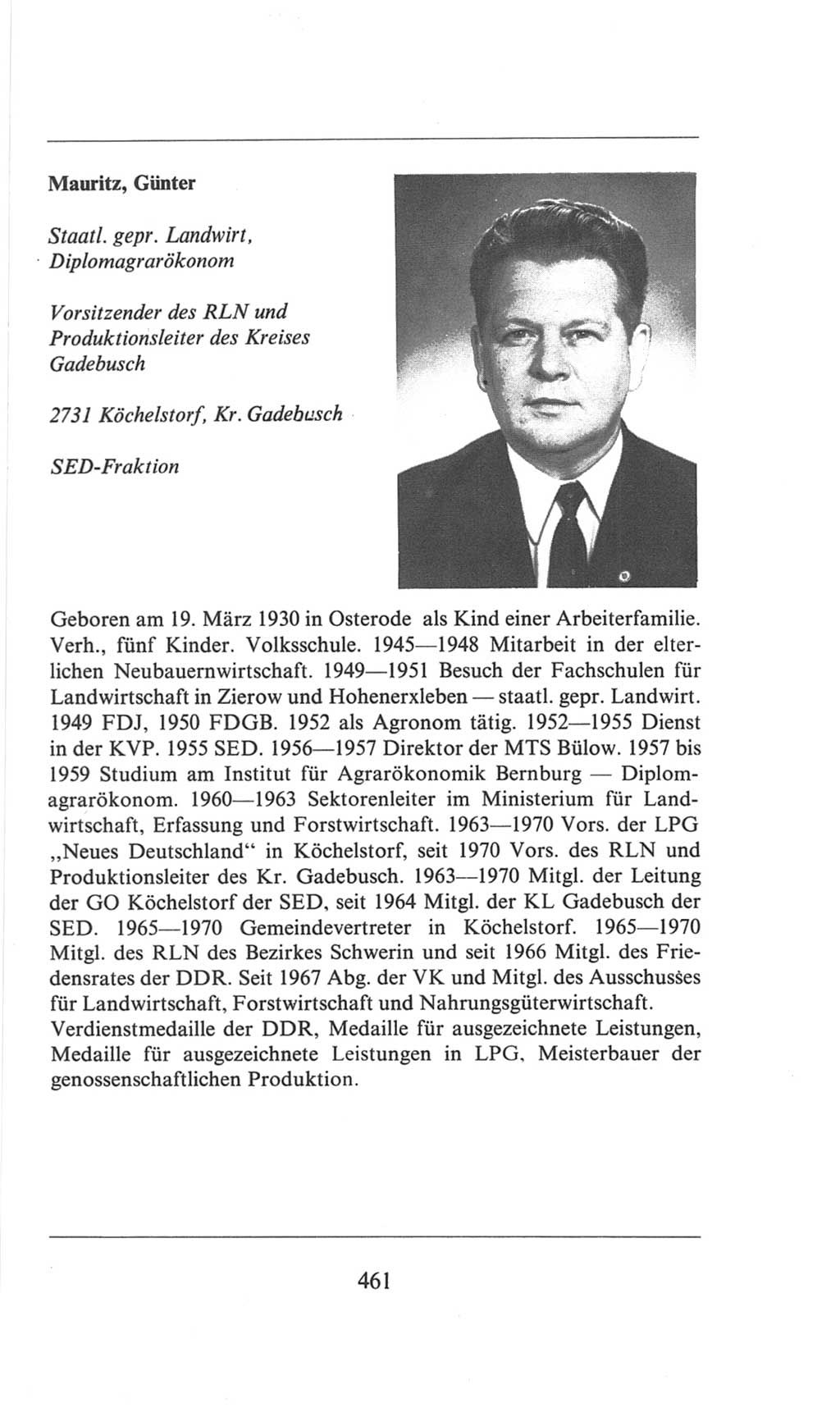 Volkskammer (VK) der Deutschen Demokratischen Republik (DDR), 6. Wahlperiode 1971-1976, Seite 461 (VK. DDR 6. WP. 1971-1976, S. 461)