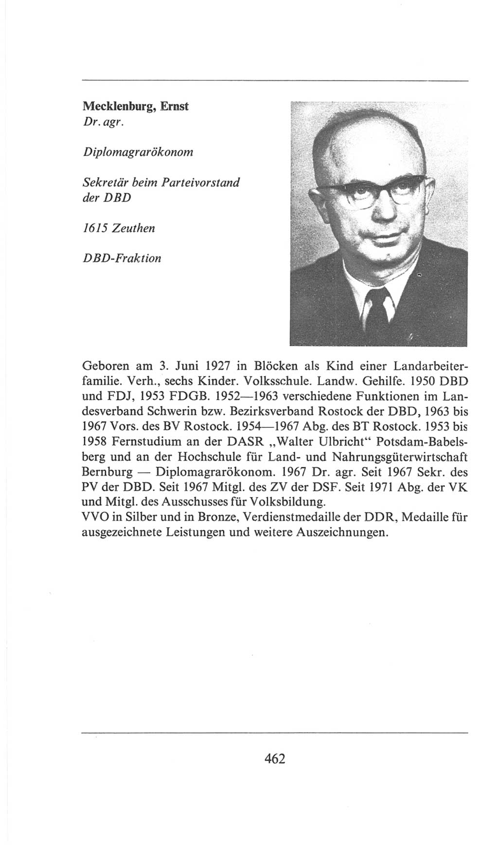 Volkskammer (VK) der Deutschen Demokratischen Republik (DDR), 6. Wahlperiode 1971-1976, Seite 462 (VK. DDR 6. WP. 1971-1976, S. 462)