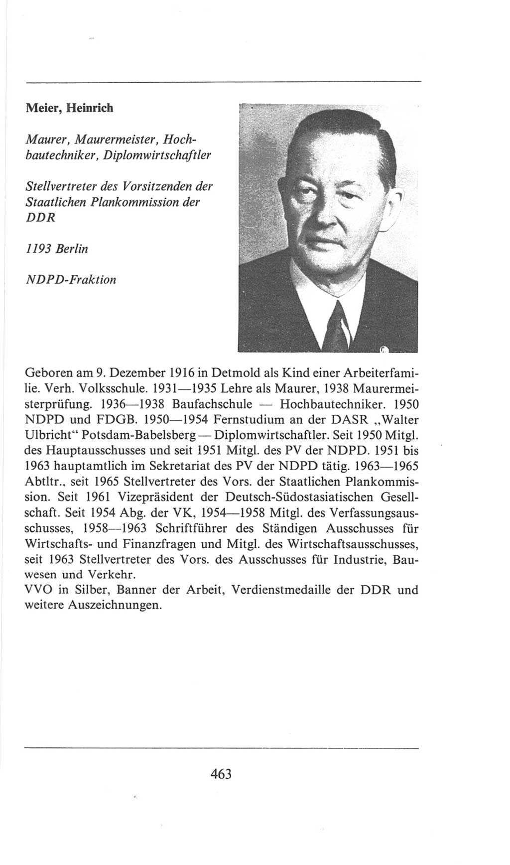 Volkskammer (VK) der Deutschen Demokratischen Republik (DDR), 6. Wahlperiode 1971-1976, Seite 463 (VK. DDR 6. WP. 1971-1976, S. 463)