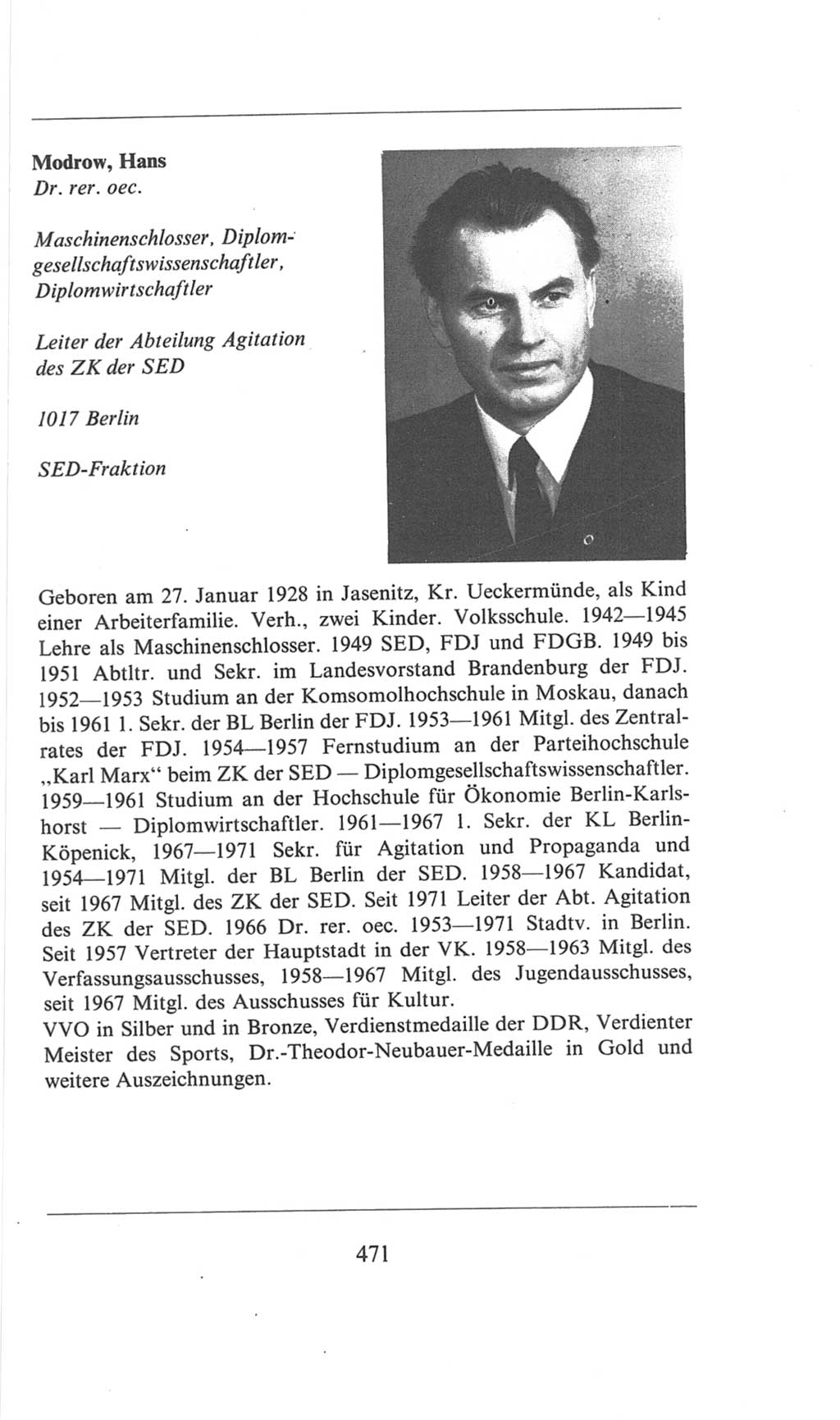 Volkskammer (VK) der Deutschen Demokratischen Republik (DDR), 6. Wahlperiode 1971-1976, Seite 471 (VK. DDR 6. WP. 1971-1976, S. 471)
