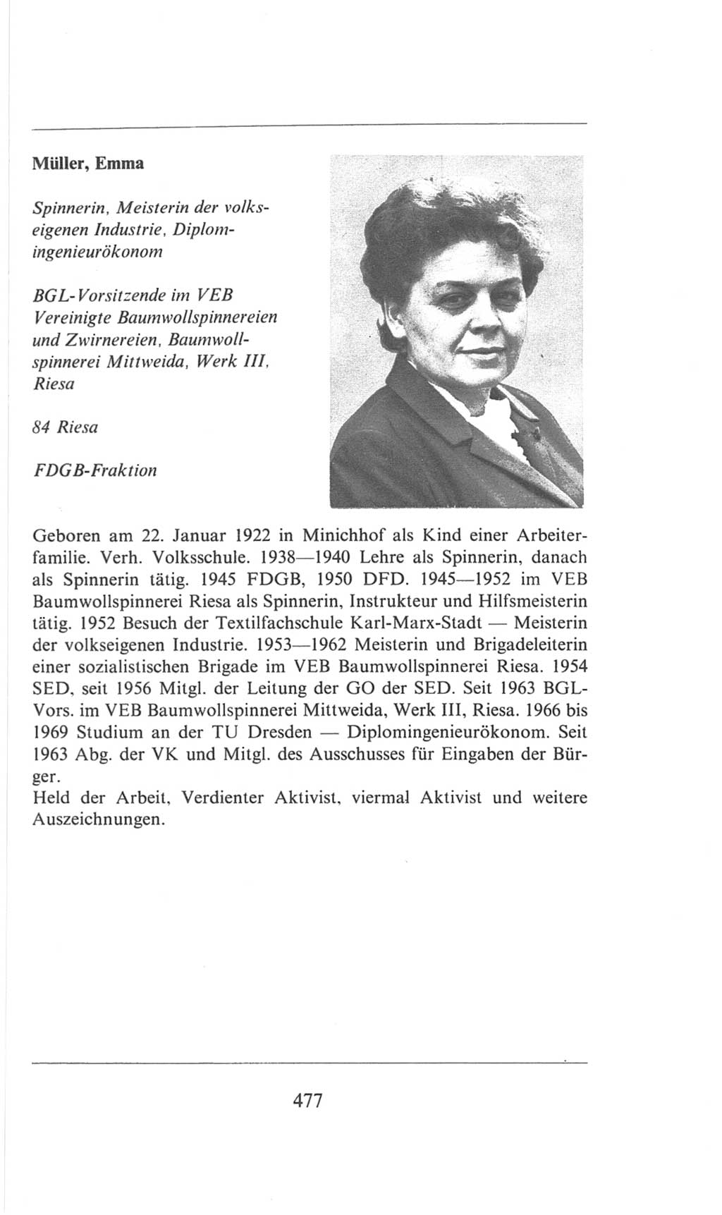 Volkskammer (VK) der Deutschen Demokratischen Republik (DDR), 6. Wahlperiode 1971-1976, Seite 477 (VK. DDR 6. WP. 1971-1976, S. 477)