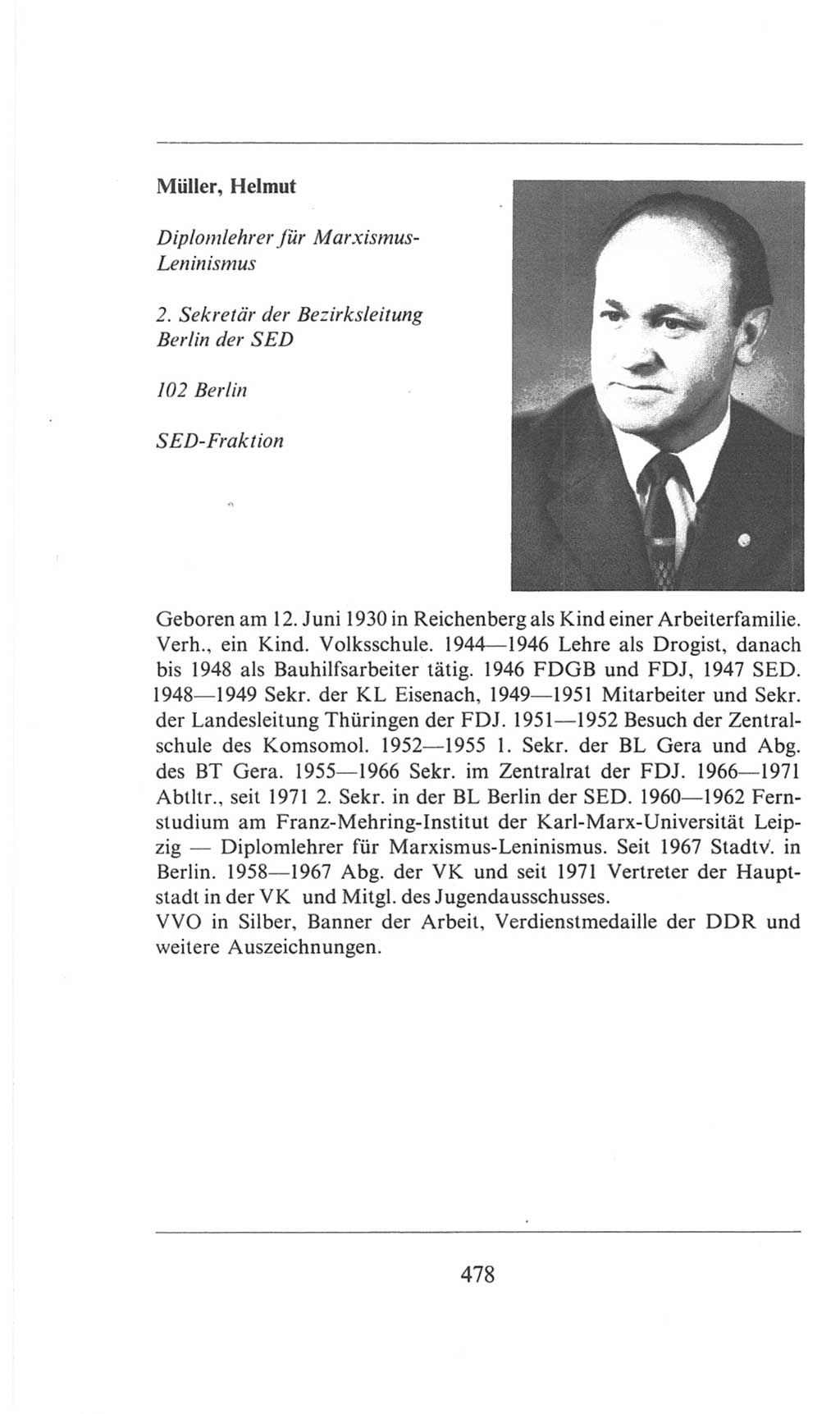 Volkskammer (VK) der Deutschen Demokratischen Republik (DDR), 6. Wahlperiode 1971-1976, Seite 478 (VK. DDR 6. WP. 1971-1976, S. 478)