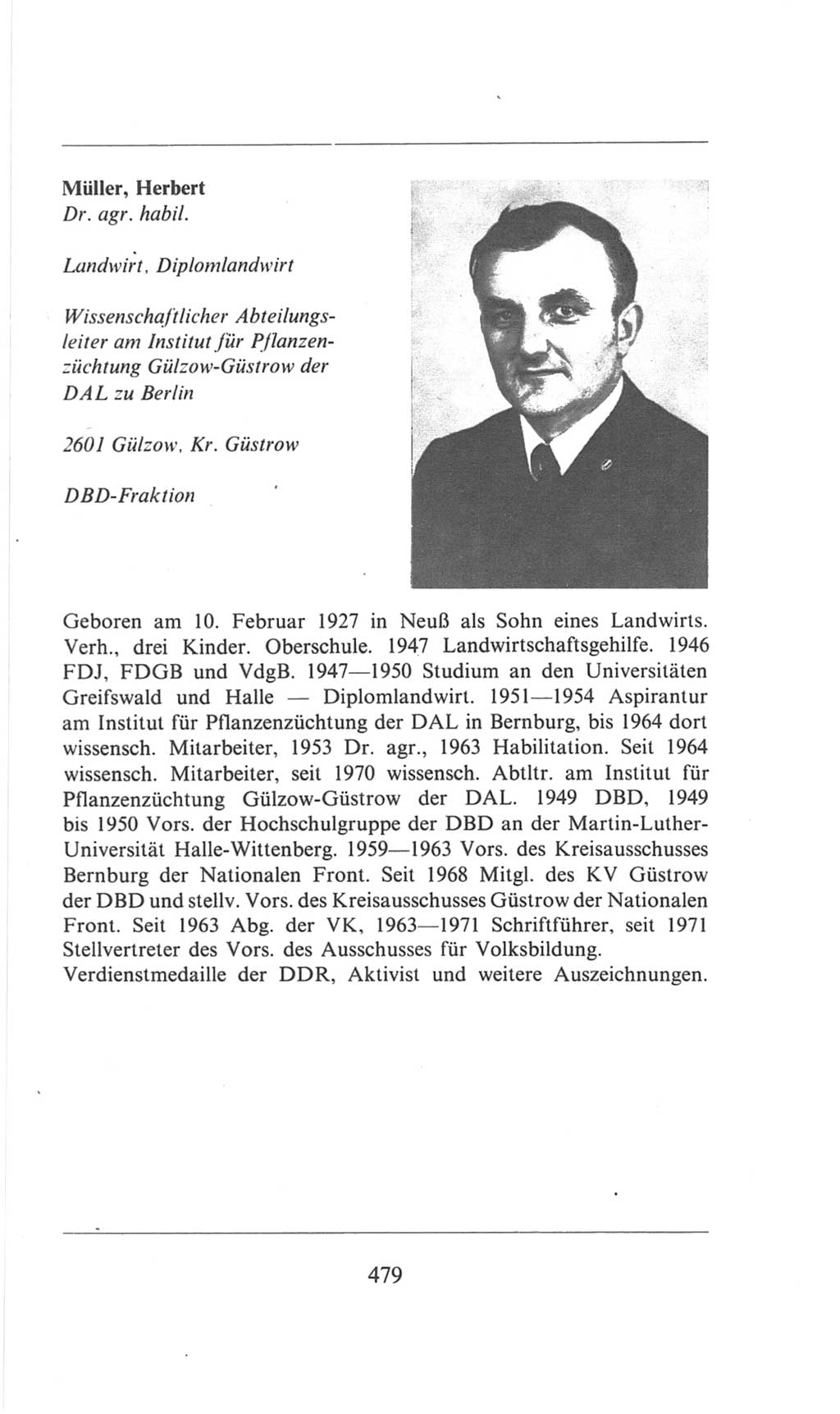 Volkskammer (VK) der Deutschen Demokratischen Republik (DDR), 6. Wahlperiode 1971-1976, Seite 479 (VK. DDR 6. WP. 1971-1976, S. 479)