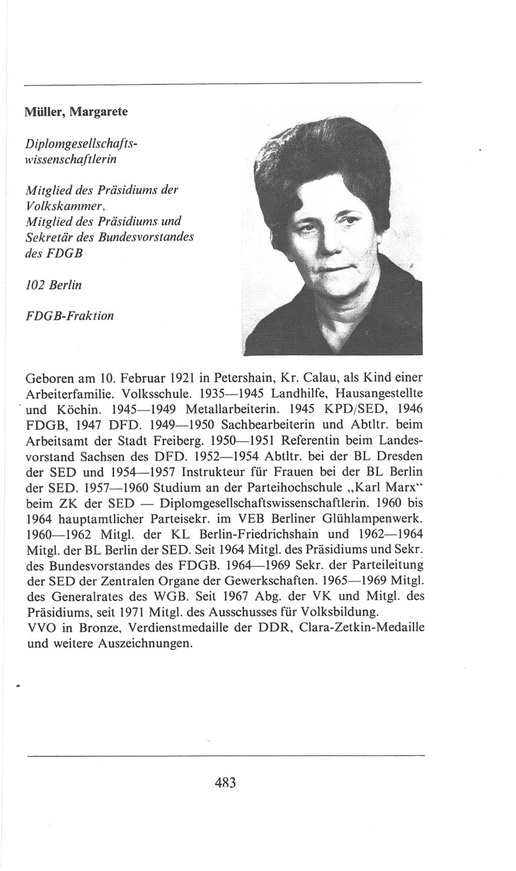 Volkskammer (VK) der Deutschen Demokratischen Republik (DDR), 6. Wahlperiode 1971-1976, Seite 483 (VK. DDR 6. WP. 1971-1976, S. 483)