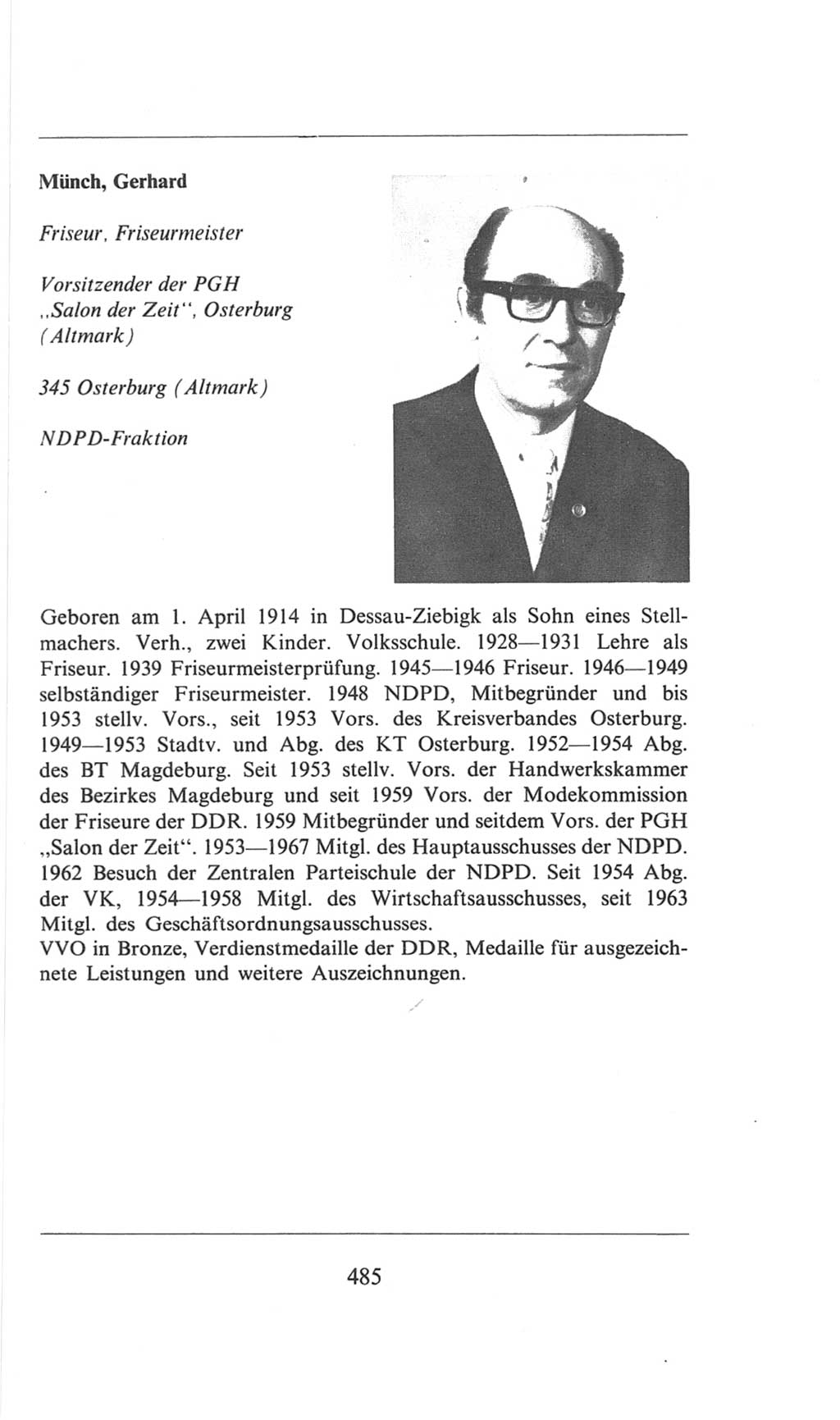 Volkskammer (VK) der Deutschen Demokratischen Republik (DDR), 6. Wahlperiode 1971-1976, Seite 485 (VK. DDR 6. WP. 1971-1976, S. 485)