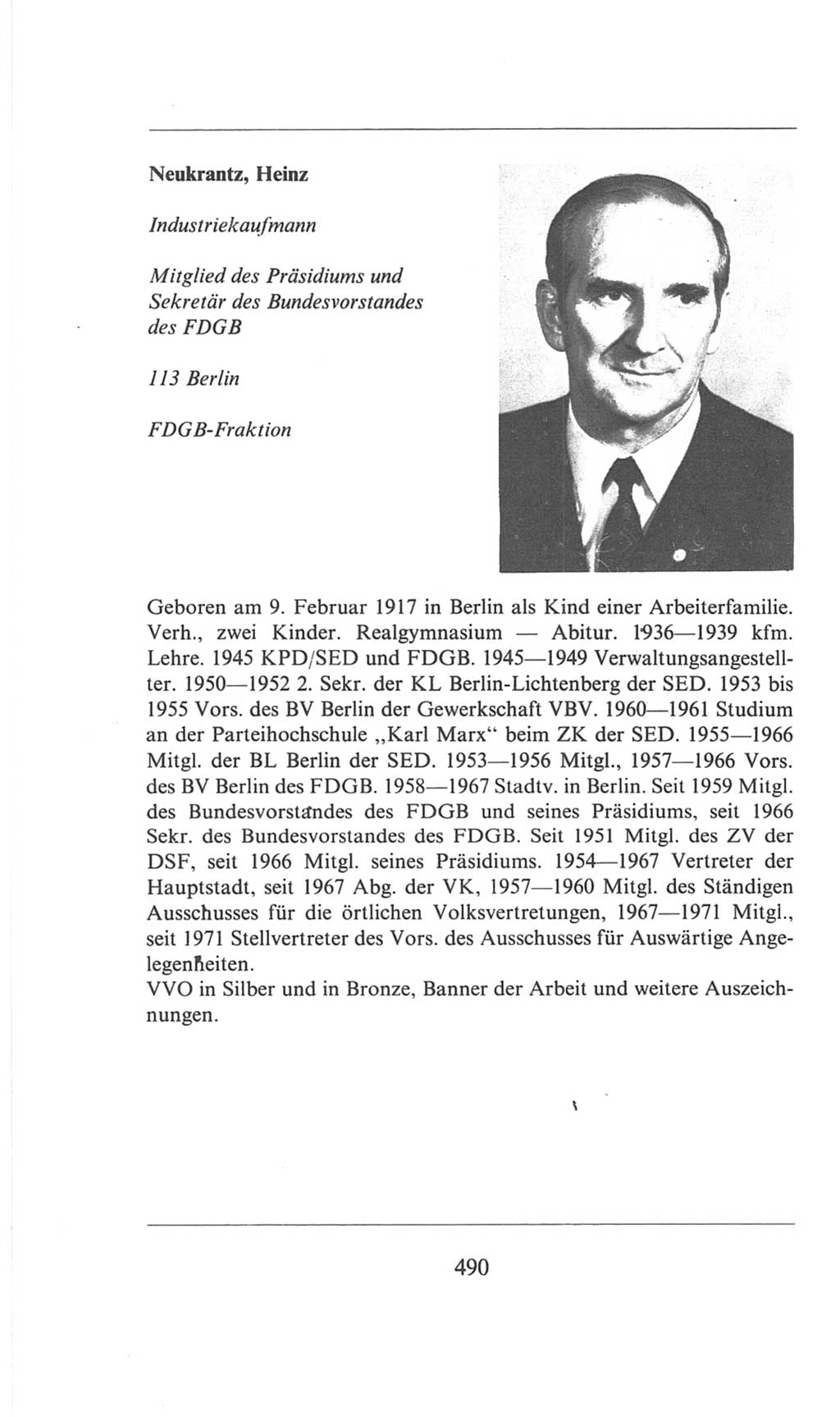 Volkskammer (VK) der Deutschen Demokratischen Republik (DDR), 6. Wahlperiode 1971-1976, Seite 490 (VK. DDR 6. WP. 1971-1976, S. 490)