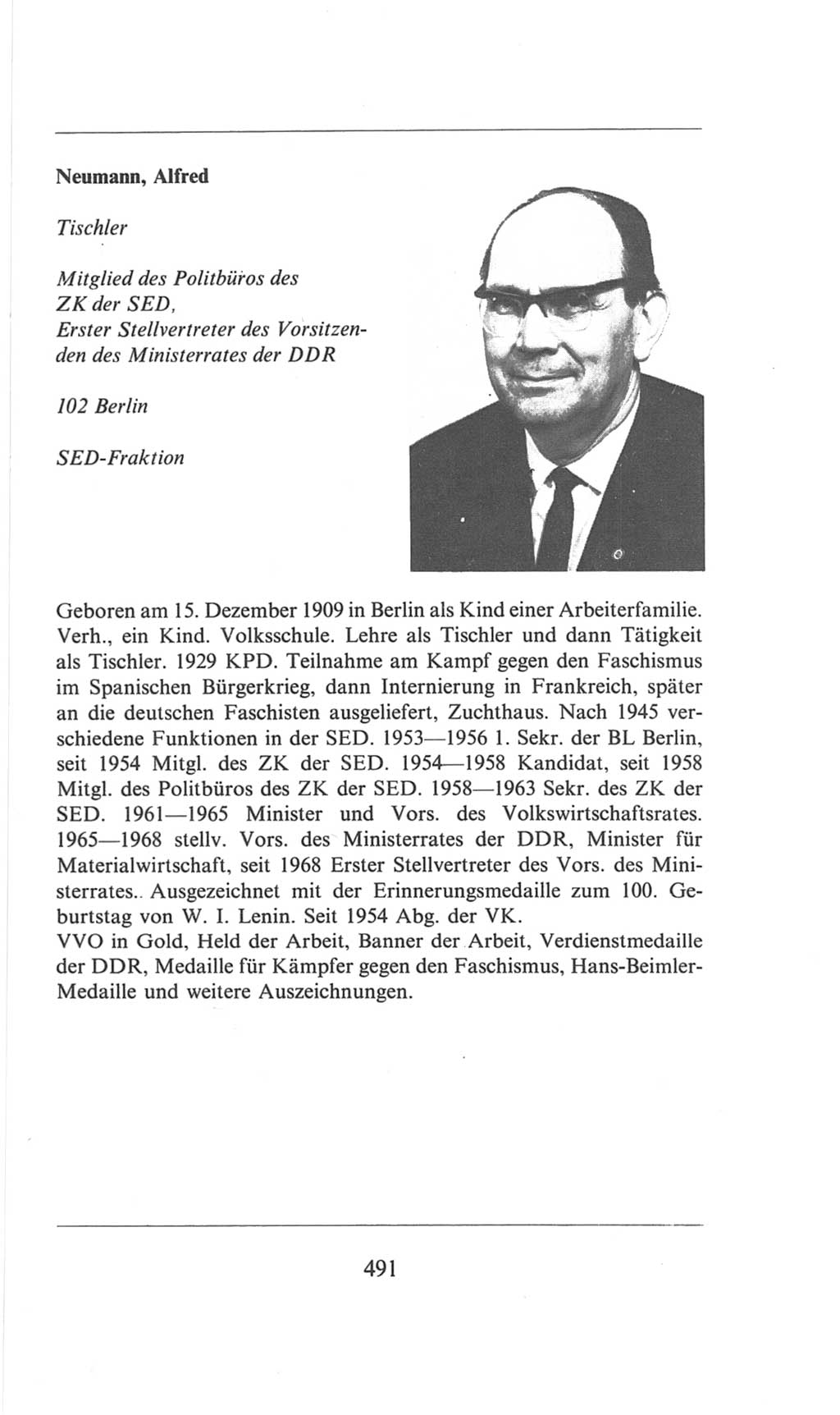 Volkskammer (VK) der Deutschen Demokratischen Republik (DDR), 6. Wahlperiode 1971-1976, Seite 491 (VK. DDR 6. WP. 1971-1976, S. 491)