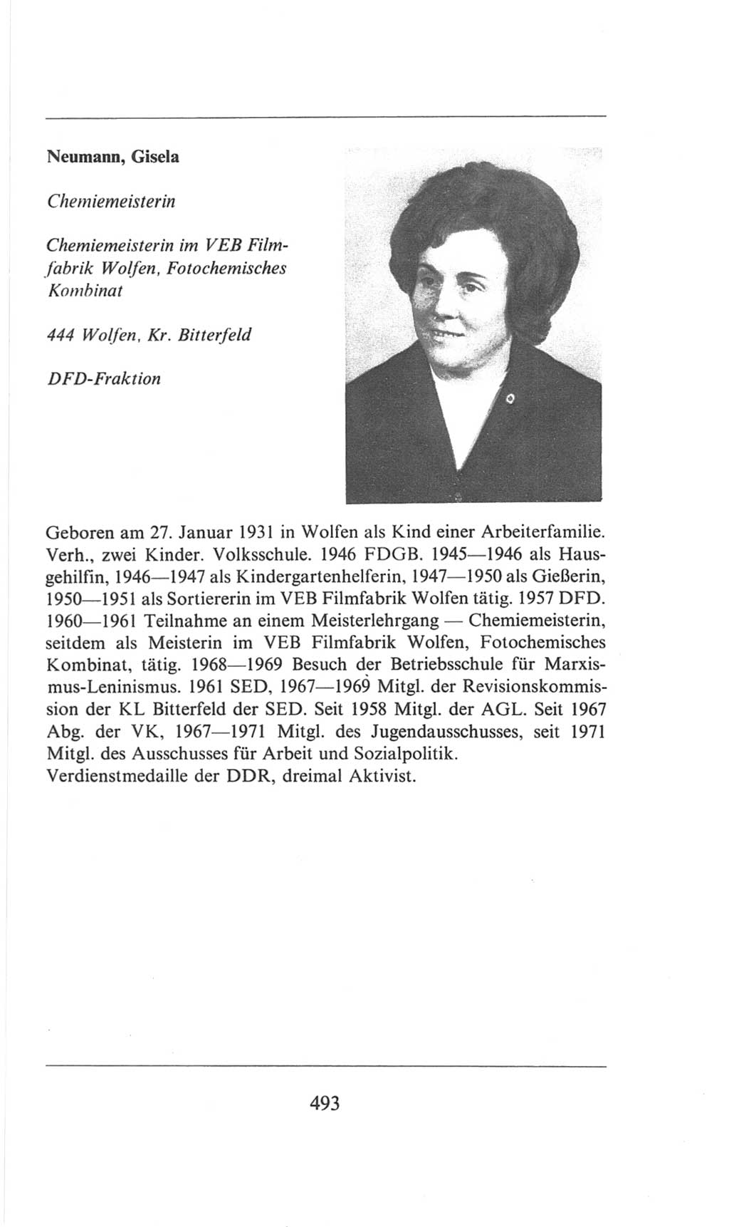 Volkskammer (VK) der Deutschen Demokratischen Republik (DDR), 6. Wahlperiode 1971-1976, Seite 493 (VK. DDR 6. WP. 1971-1976, S. 493)