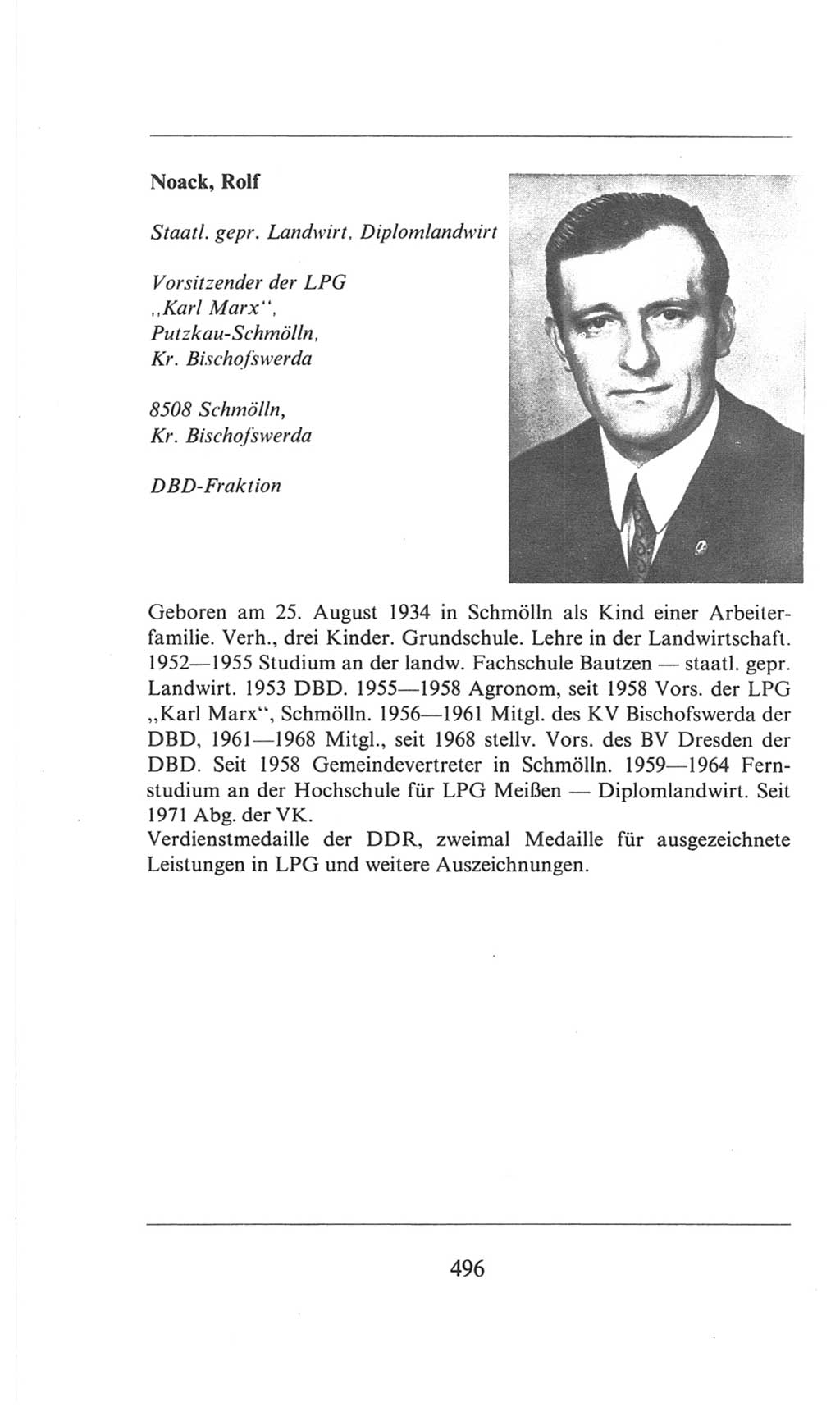 Volkskammer (VK) der Deutschen Demokratischen Republik (DDR), 6. Wahlperiode 1971-1976, Seite 496 (VK. DDR 6. WP. 1971-1976, S. 496)