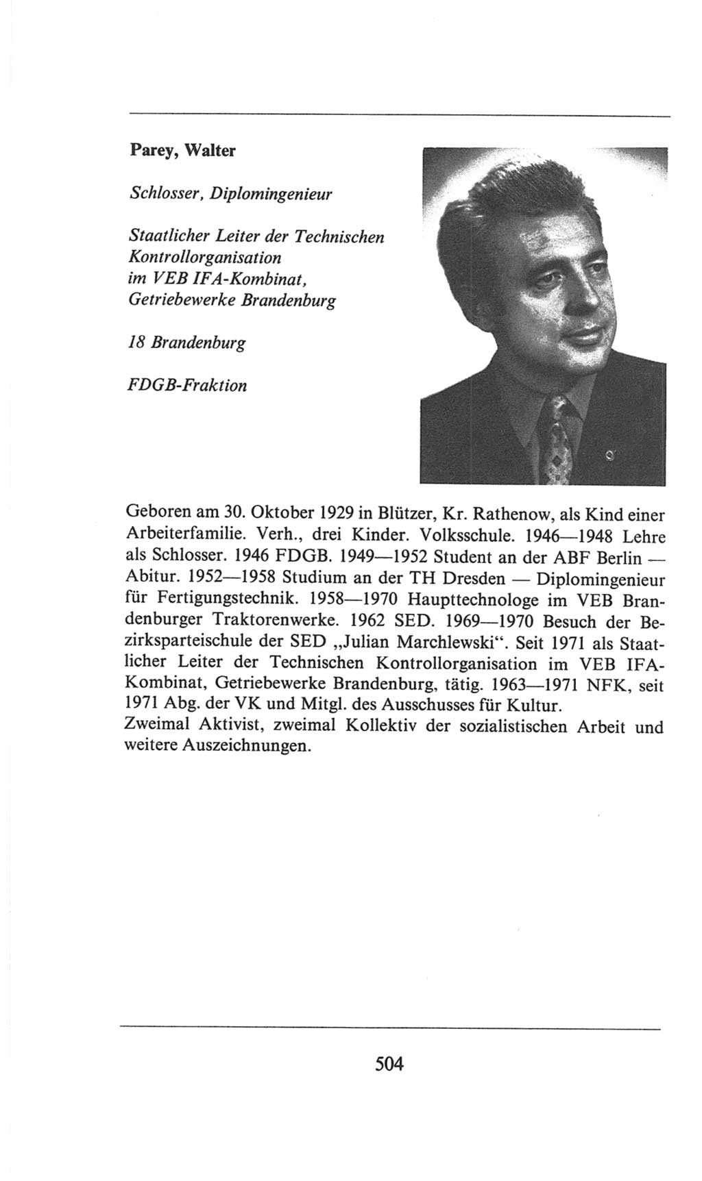 Volkskammer (VK) der Deutschen Demokratischen Republik (DDR), 6. Wahlperiode 1971-1976, Seite 504 (VK. DDR 6. WP. 1971-1976, S. 504)