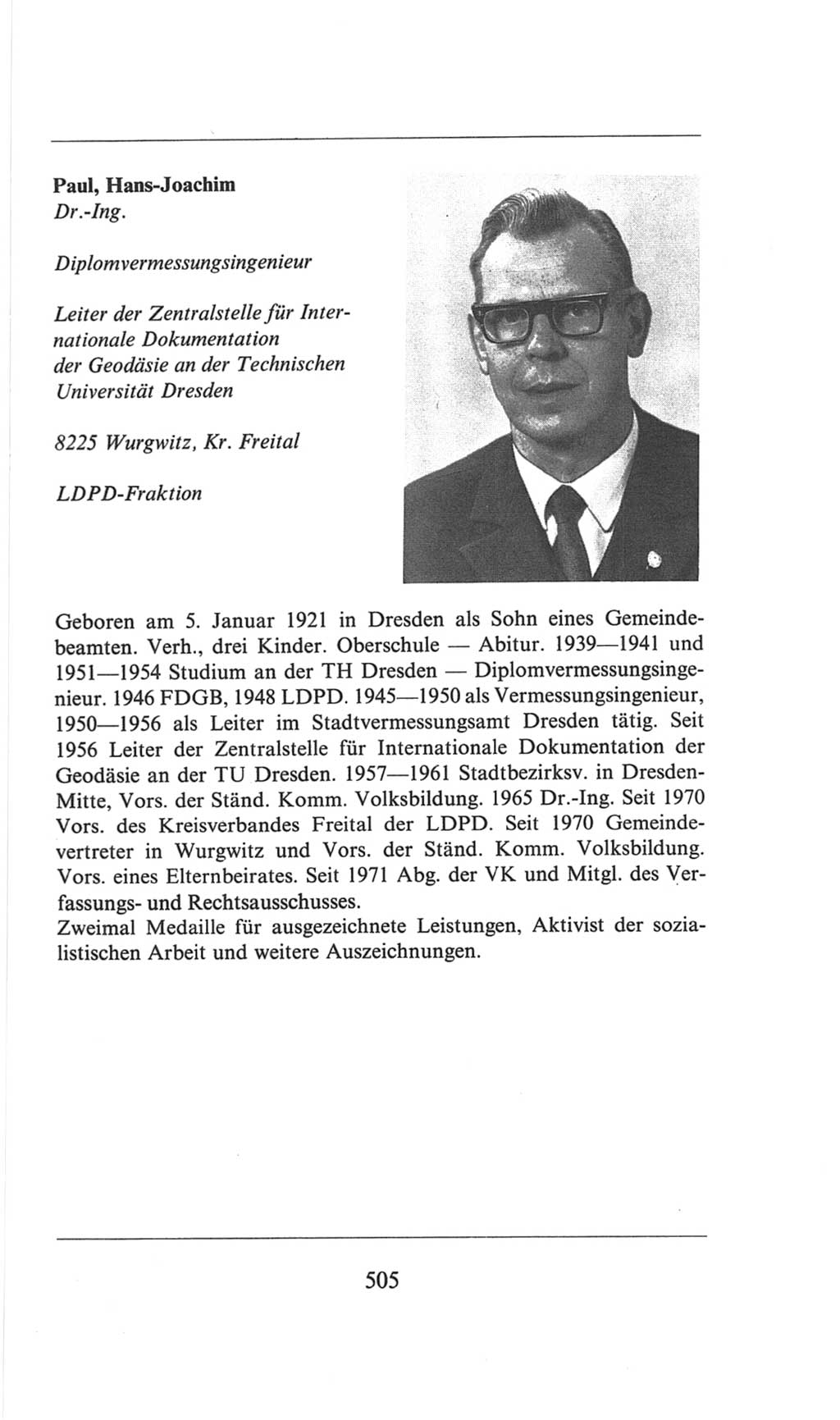 Volkskammer (VK) der Deutschen Demokratischen Republik (DDR), 6. Wahlperiode 1971-1976, Seite 505 (VK. DDR 6. WP. 1971-1976, S. 505)