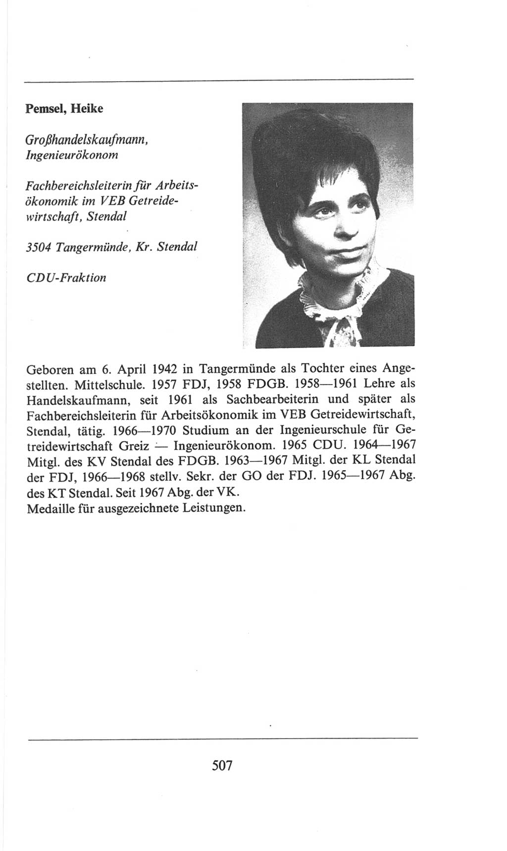 Volkskammer (VK) der Deutschen Demokratischen Republik (DDR), 6. Wahlperiode 1971-1976, Seite 507 (VK. DDR 6. WP. 1971-1976, S. 507)