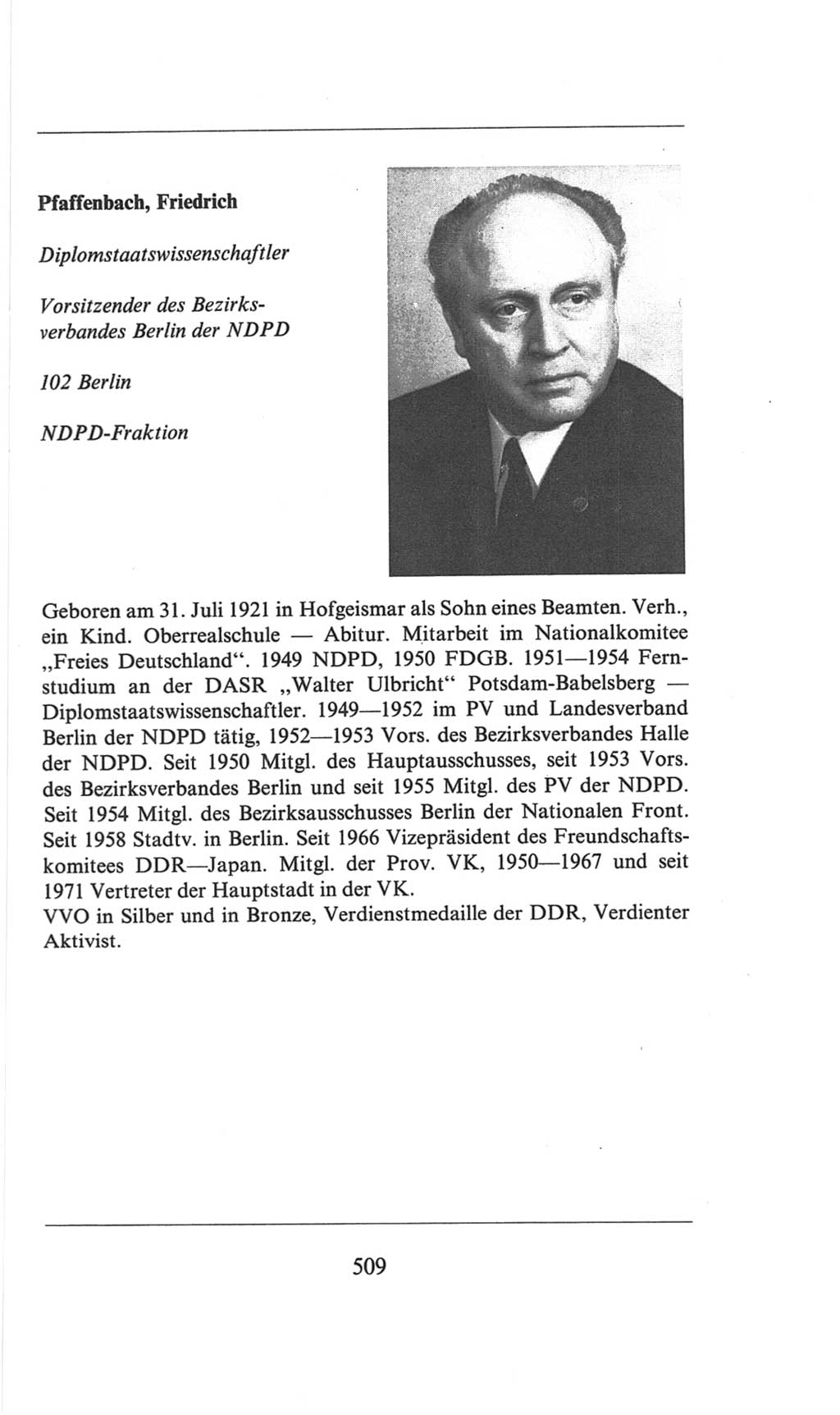 Volkskammer (VK) der Deutschen Demokratischen Republik (DDR), 6. Wahlperiode 1971-1976, Seite 509 (VK. DDR 6. WP. 1971-1976, S. 509)