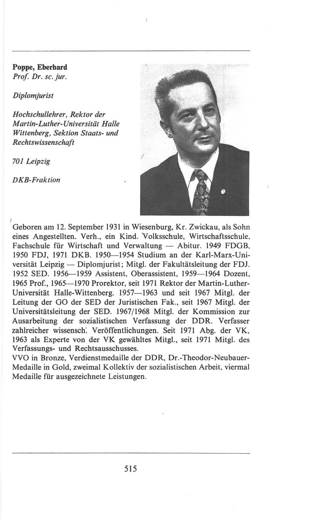 Volkskammer (VK) der Deutschen Demokratischen Republik (DDR), 6. Wahlperiode 1971-1976, Seite 515 (VK. DDR 6. WP. 1971-1976, S. 515)