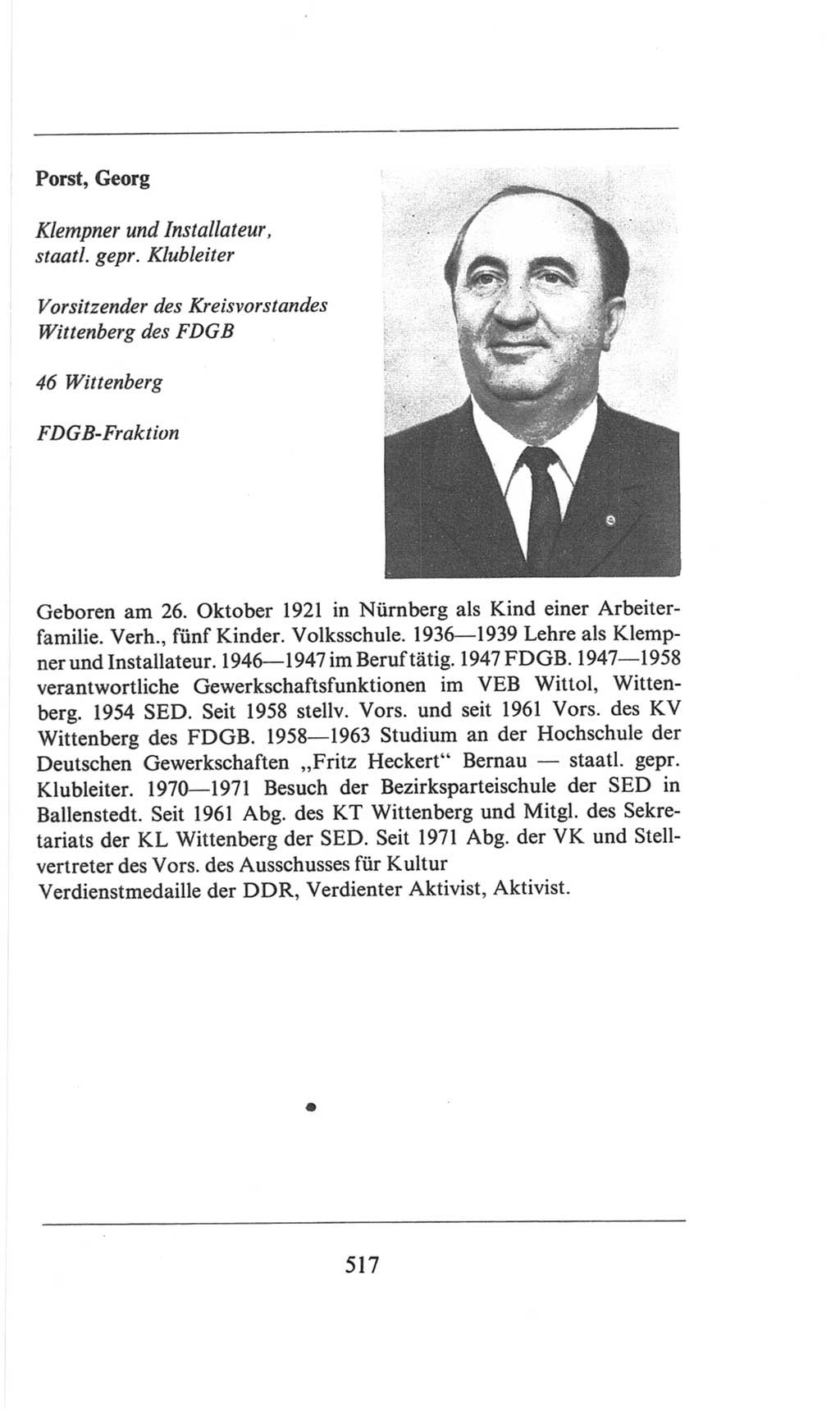 Volkskammer (VK) der Deutschen Demokratischen Republik (DDR), 6. Wahlperiode 1971-1976, Seite 517 (VK. DDR 6. WP. 1971-1976, S. 517)