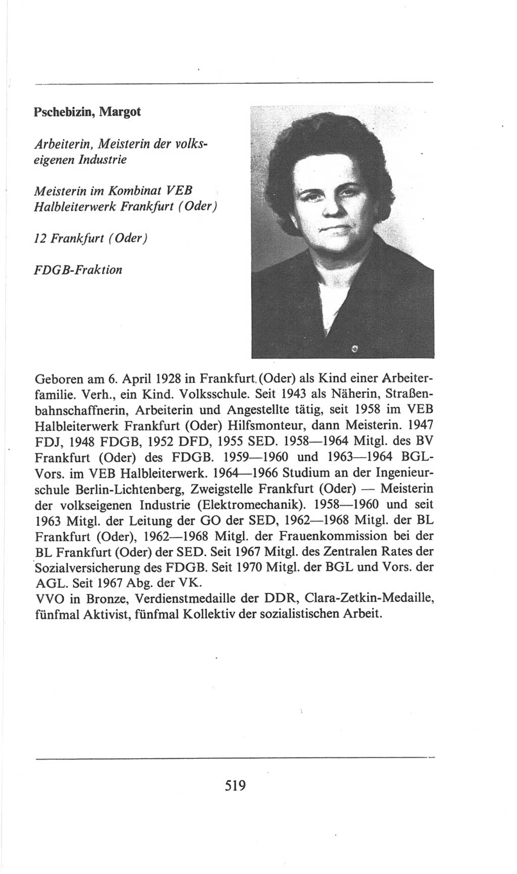 Volkskammer (VK) der Deutschen Demokratischen Republik (DDR), 6. Wahlperiode 1971-1976, Seite 519 (VK. DDR 6. WP. 1971-1976, S. 519)
