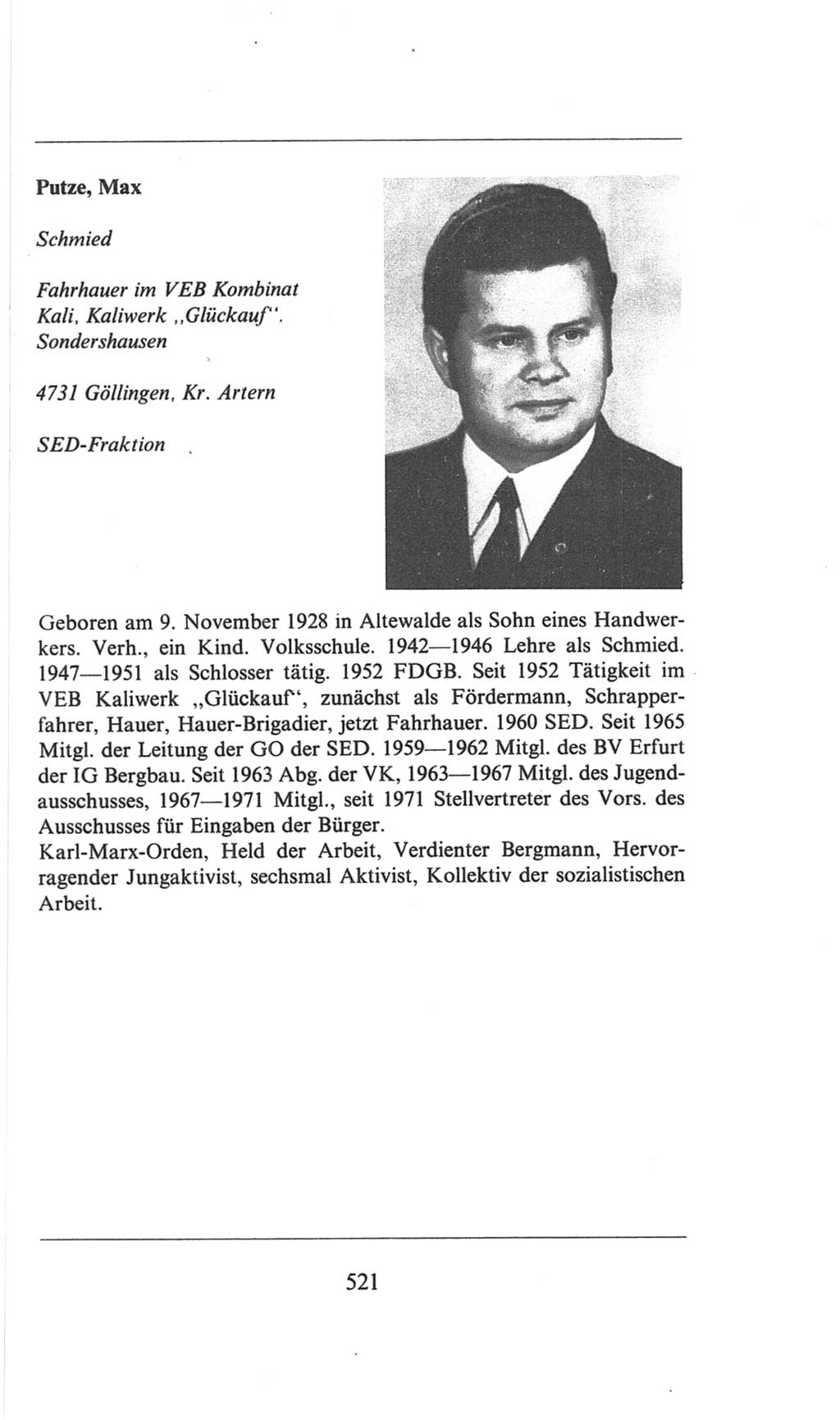 Volkskammer (VK) der Deutschen Demokratischen Republik (DDR), 6. Wahlperiode 1971-1976, Seite 521 (VK. DDR 6. WP. 1971-1976, S. 521)