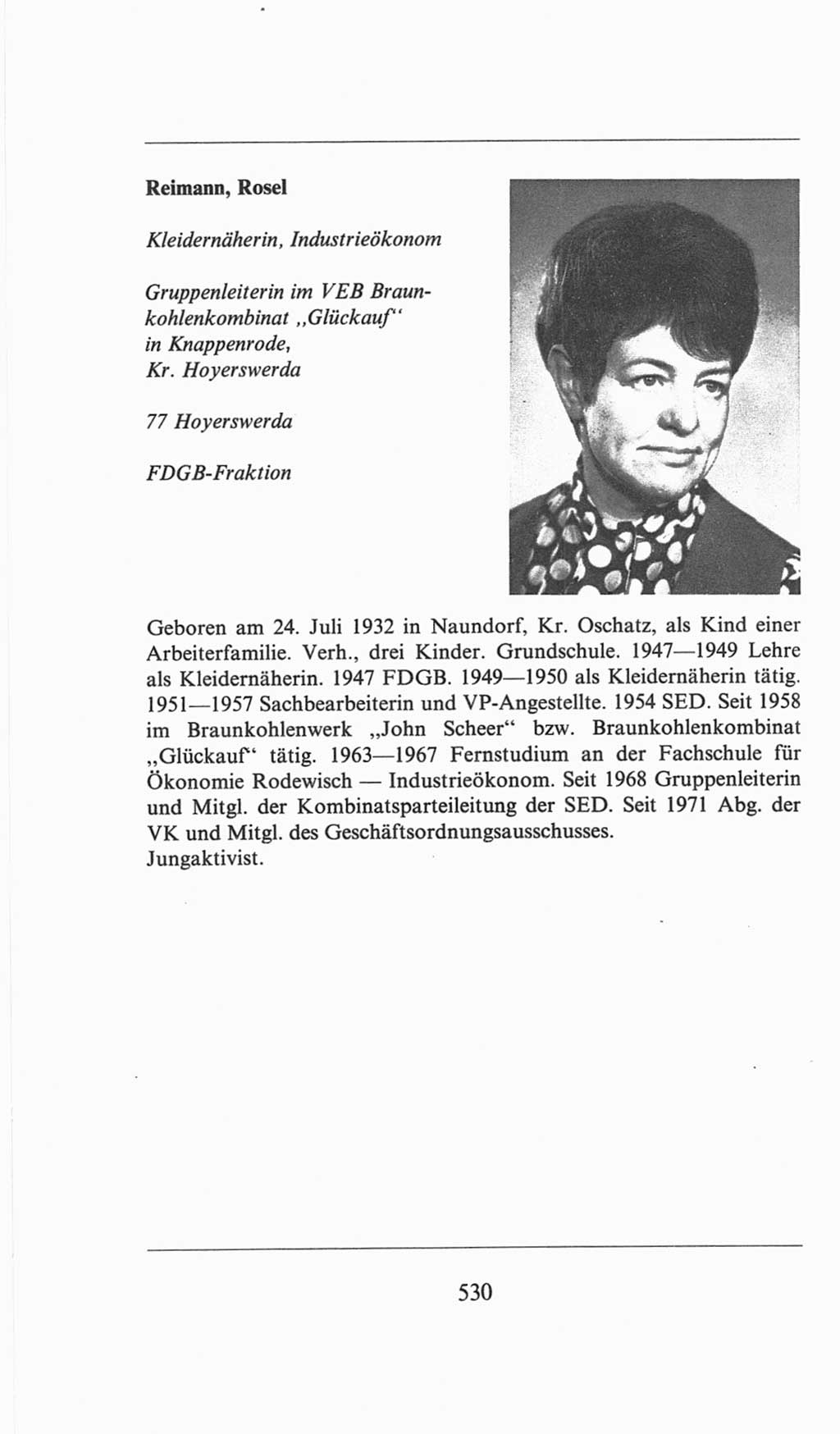 Volkskammer (VK) der Deutschen Demokratischen Republik (DDR), 6. Wahlperiode 1971-1976, Seite 530 (VK. DDR 6. WP. 1971-1976, S. 530)