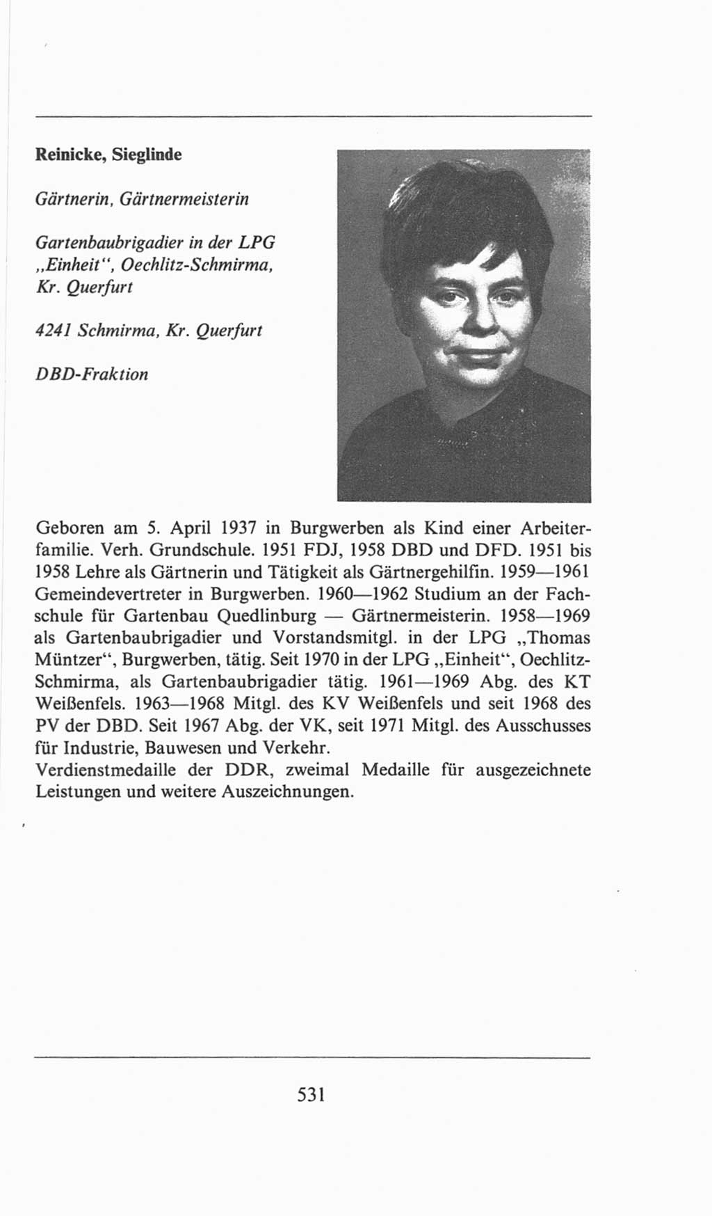 Volkskammer (VK) der Deutschen Demokratischen Republik (DDR), 6. Wahlperiode 1971-1976, Seite 531 (VK. DDR 6. WP. 1971-1976, S. 531)